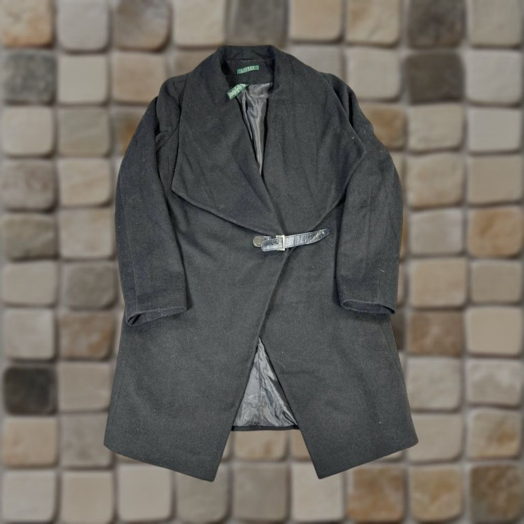 Ralph Lauren Lauren Ralph Lauren Coat Womens 6 Black Wool Belted Overcoat Classic Style Size M / US 6-8 / IT 42-44 - 1 Thumbnail
