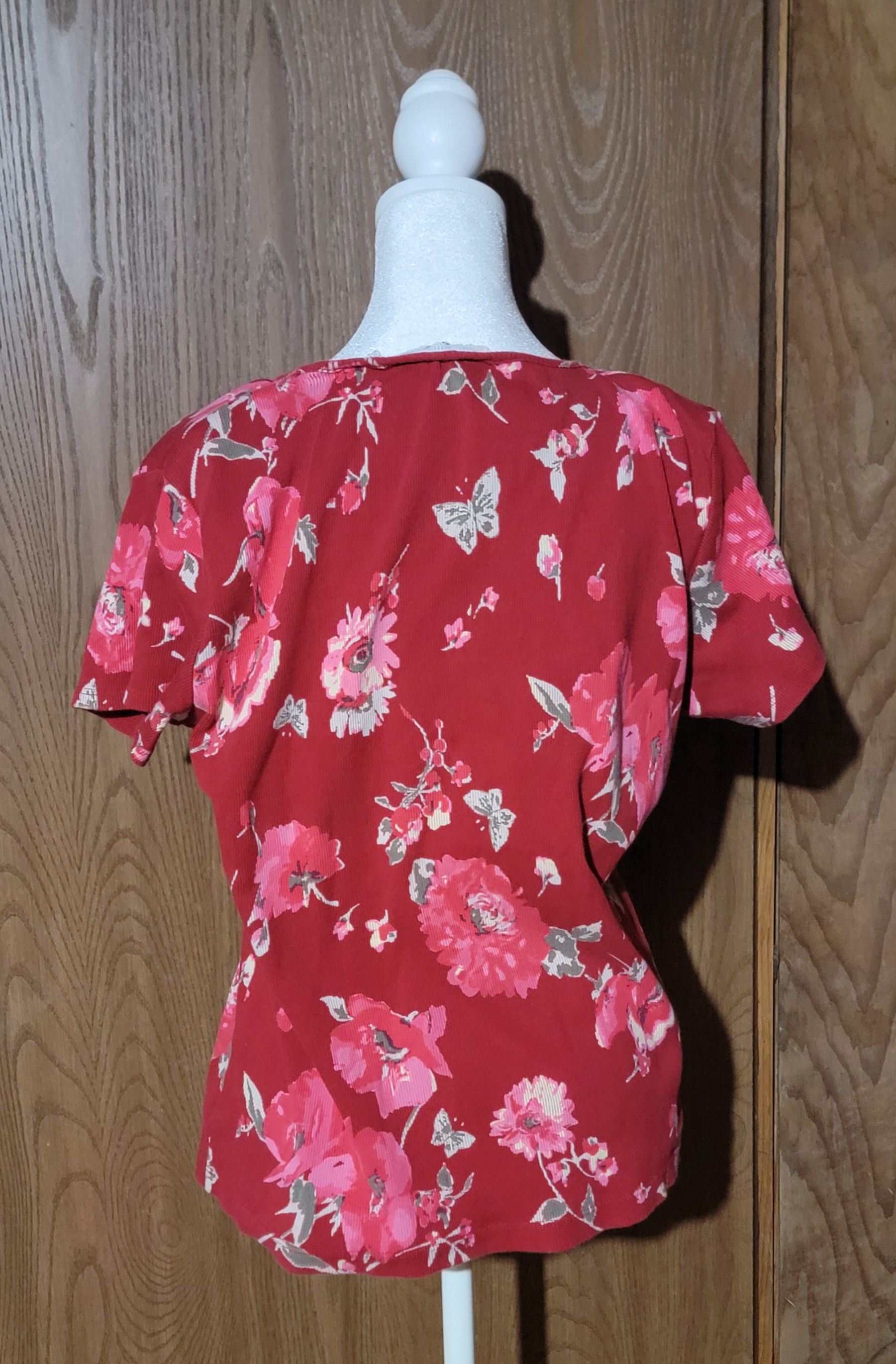 Other Imported Women’s Casual Red Flowered Blouse Size M / US 6-8 / IT 42-44 - 2 Thumbnail