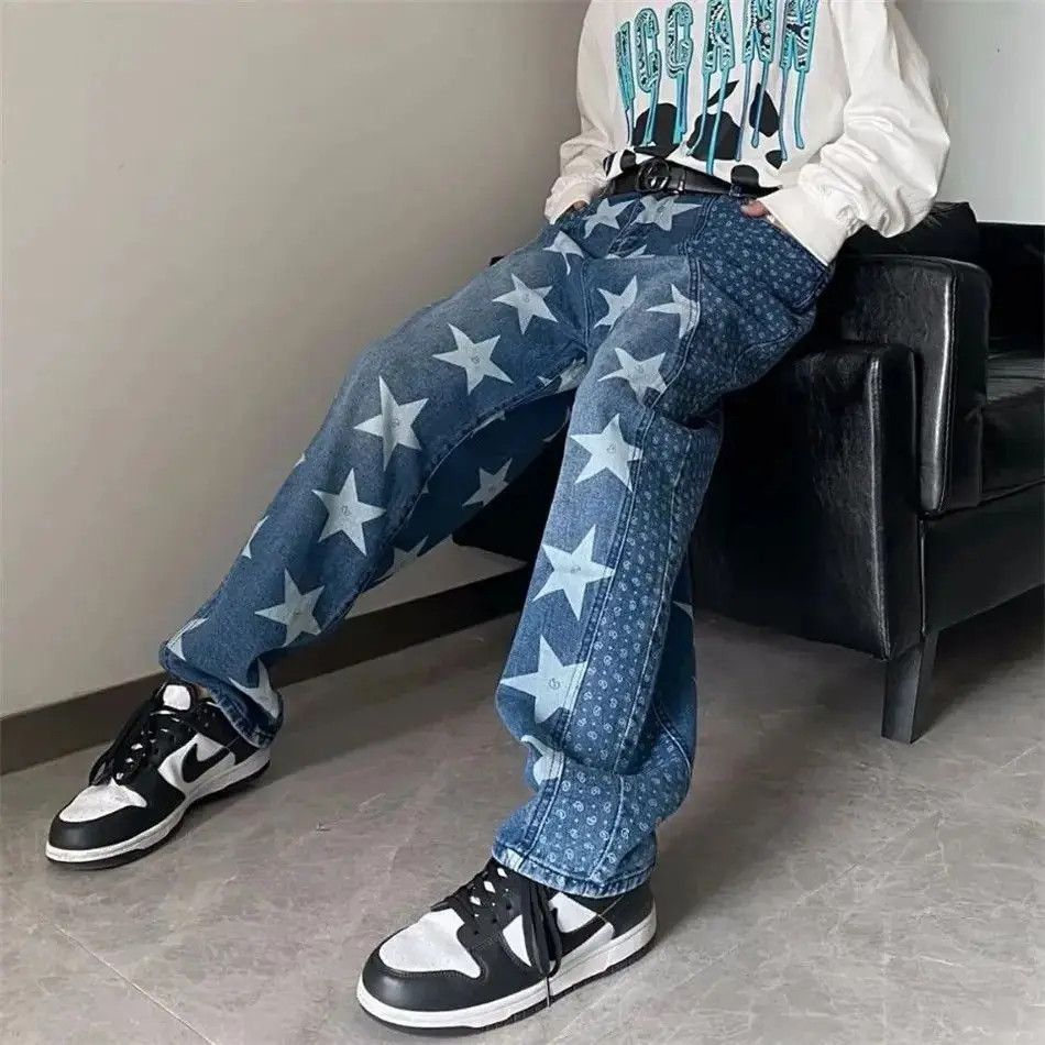 Japanese Brand Star Print Graphic Baggy Jeans Size US 30 / EU 46 - 4 Thumbnail