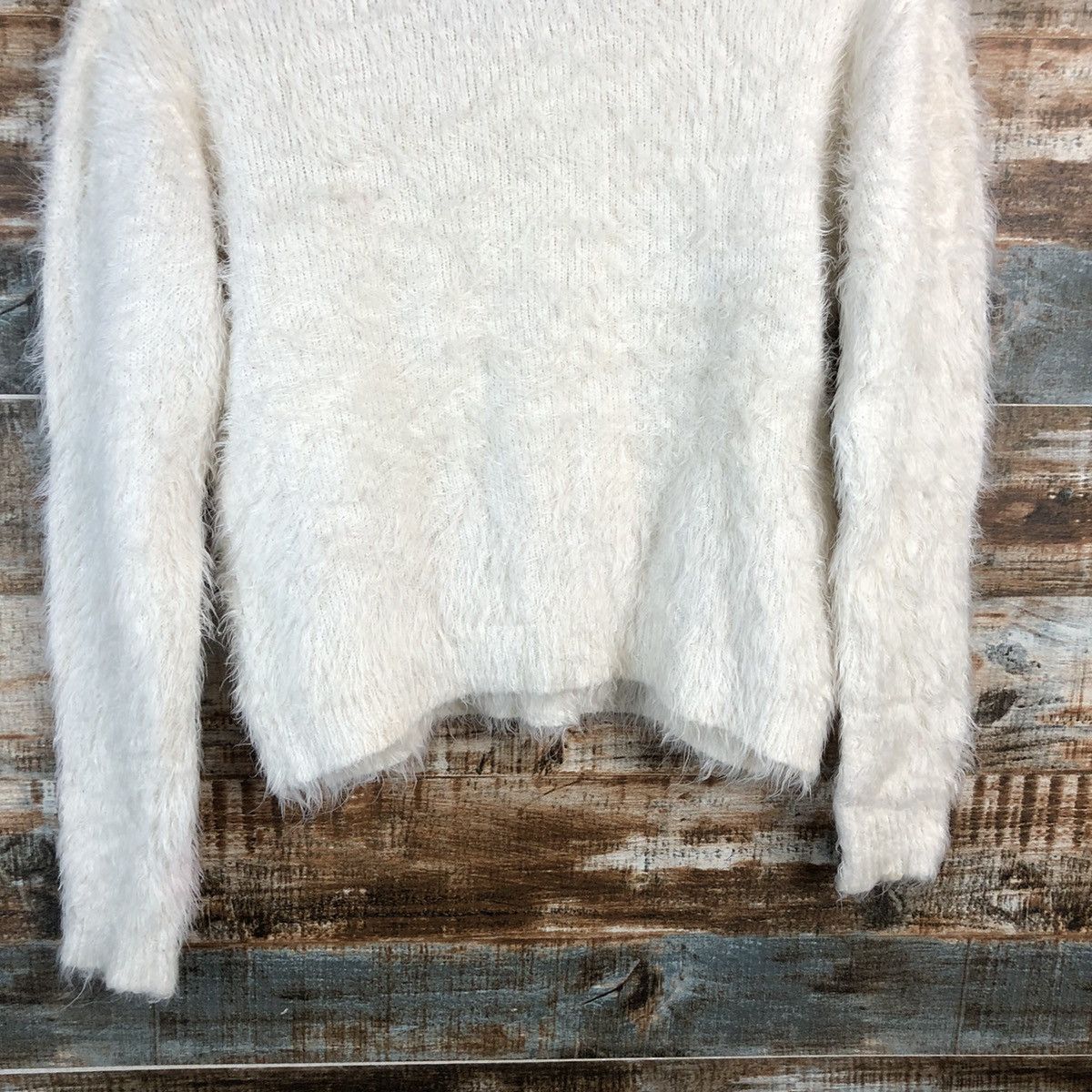 Homespun Knitwear × Japanese Brand DLL Colza White mohair shaggy fur Knitwear #C228 Size S / US 4 / IT 40 - 15 Thumbnail