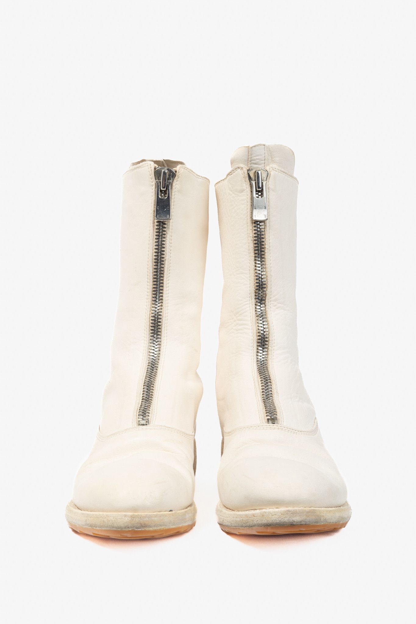 Guidi Guidi 310 White Front-Zip Calf-Length Army Boots Size US 5.5 / IT 35.5 - 2 Thumbnail