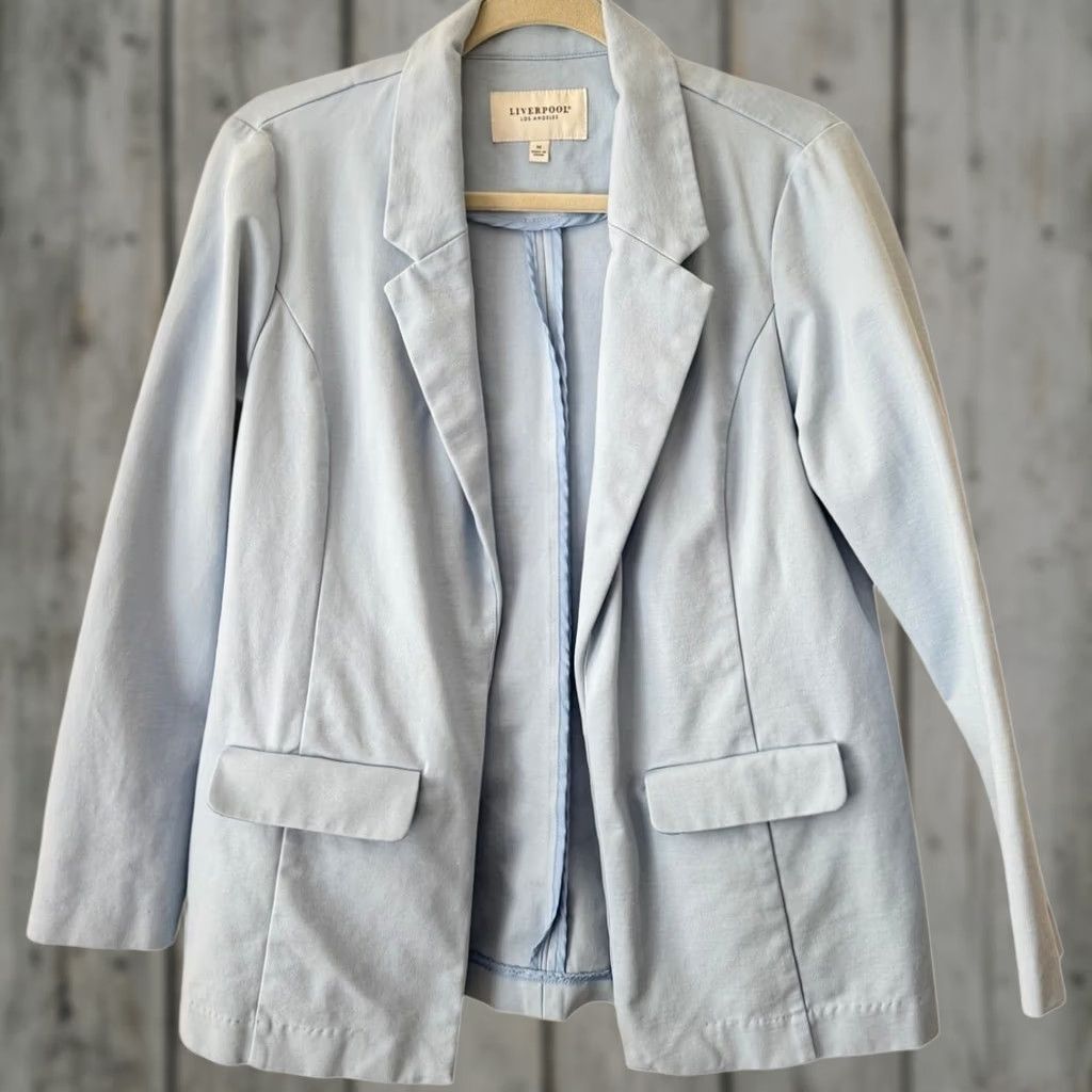 Vintage Liverpool Blazer Shirt Women M Blue Open Front Pockets Basic Jacket Size M / US 6-8 / IT 42-44 - 1 Thumbnail