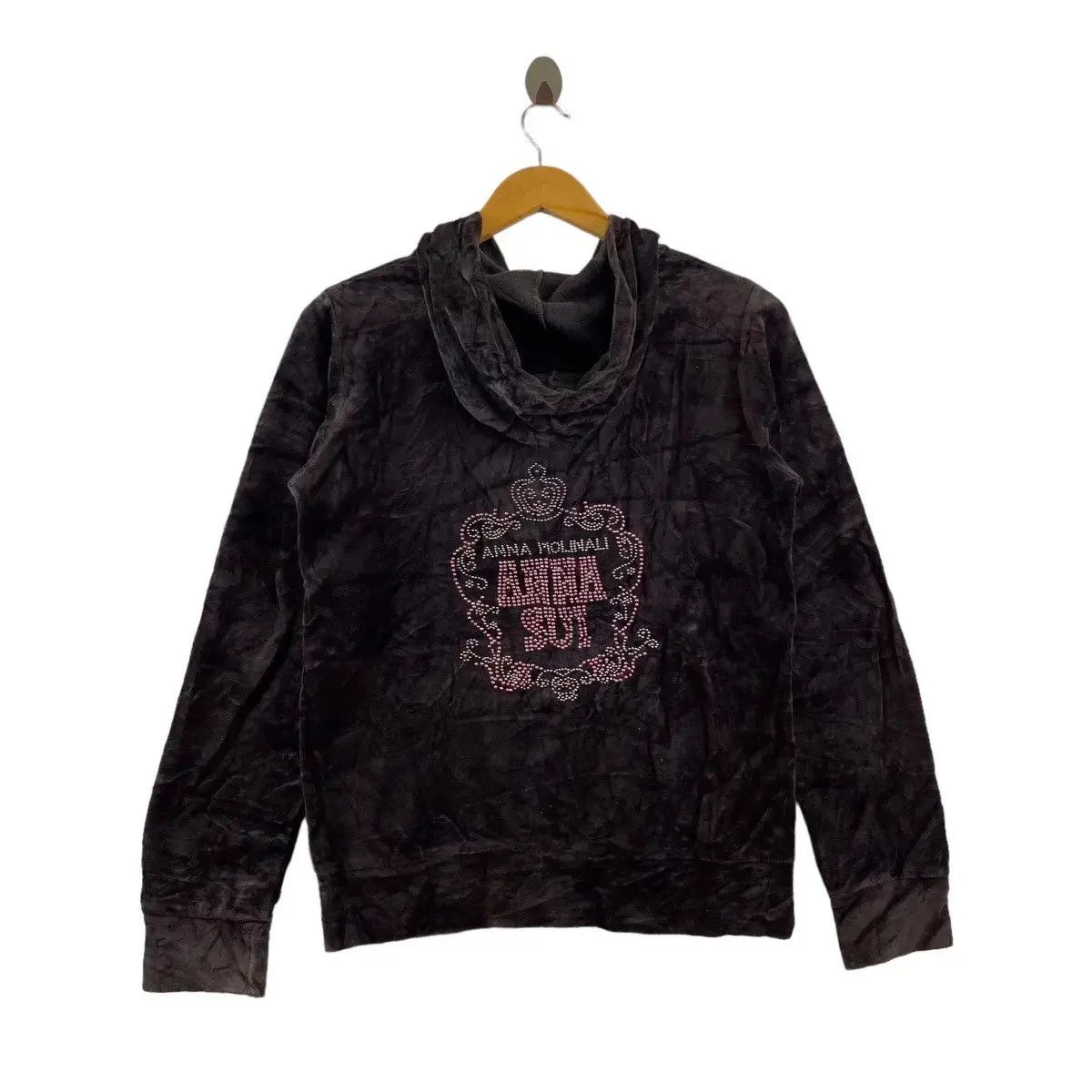 Anna Sui × Vintage Vintage ANNA SUI MONINALI Suede Bling Hoodie Zipper Size S / US 4 / IT 40 - 1 Thumbnail