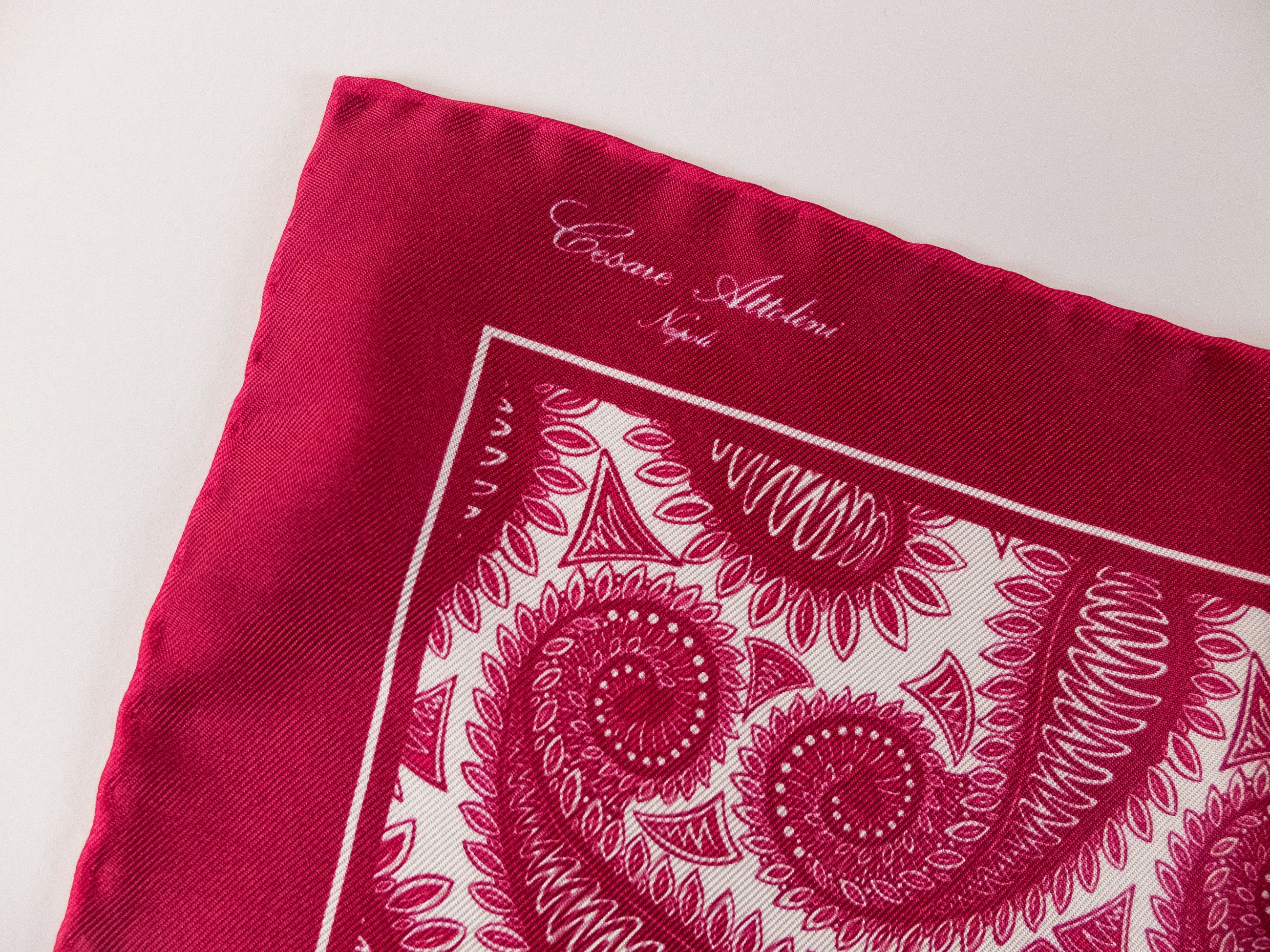 Cesare Attolini CESARE ATTOLINI pink paisley print silk pocket square q Size ONE SIZE - 2 Thumbnail
