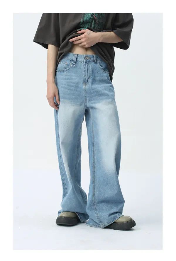 Japanese Brand Kino Japanese retro simple light blue wide-leg jeans Size US 32 / EU 48 - 1 Thumbnail
