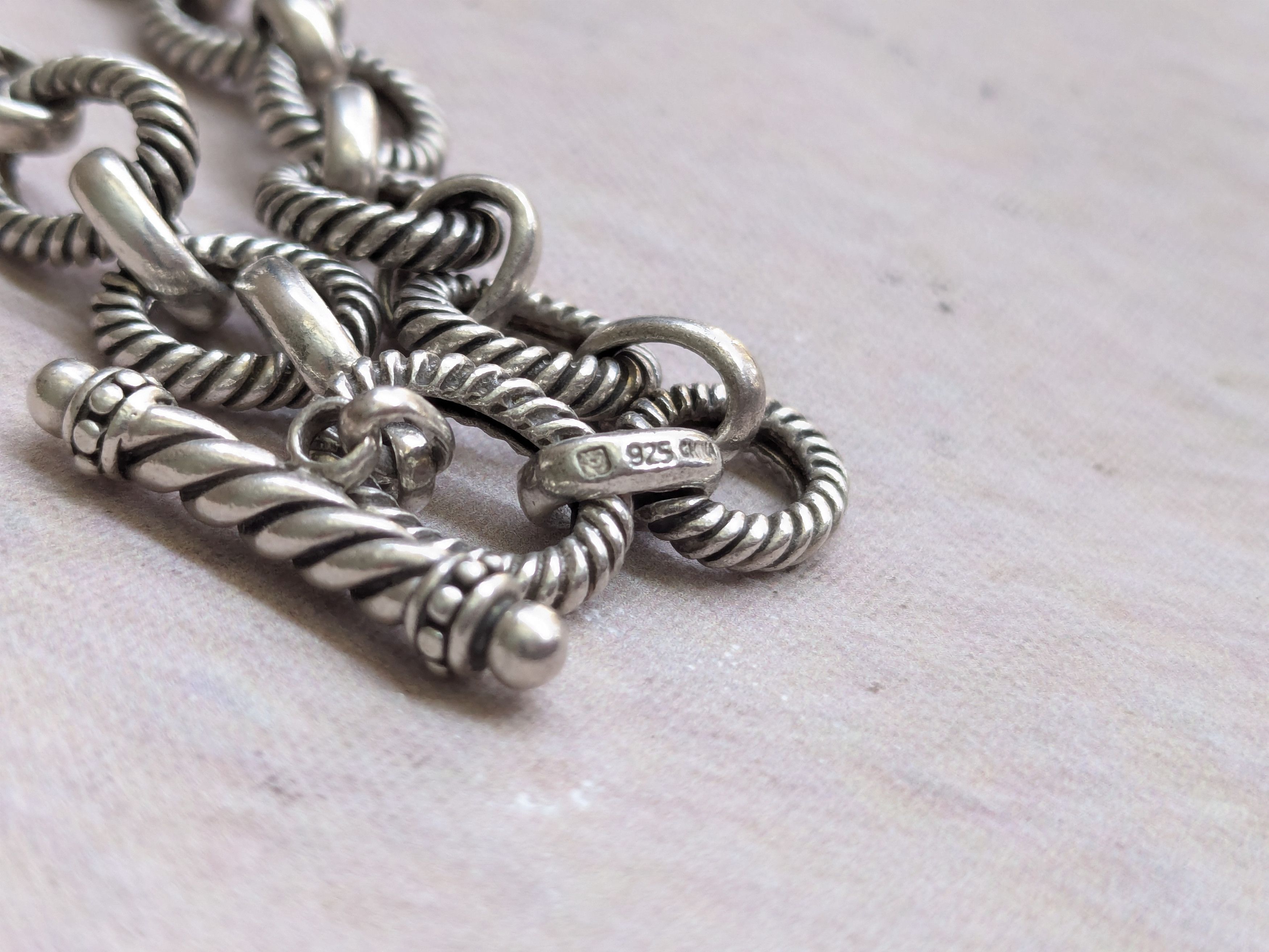 Jewelry Sterling Silver Choker Necklace Oval 18" Chain Size ONE SIZE - 9 Thumbnail