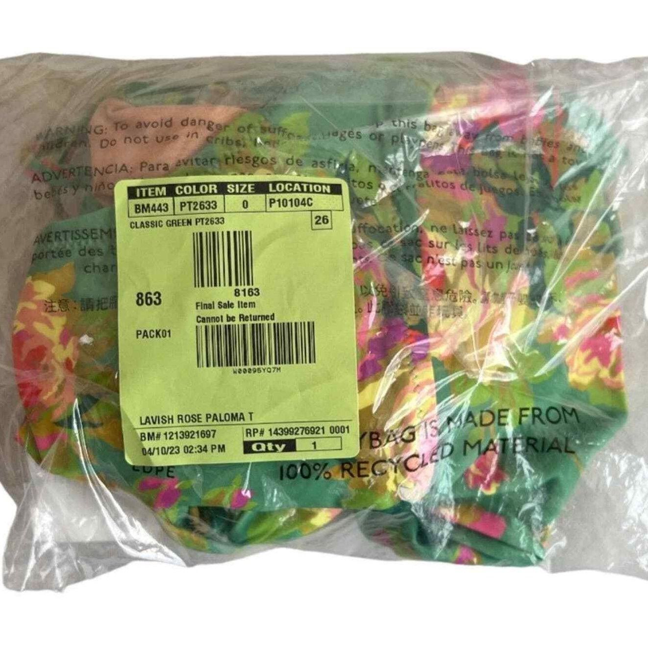 J.Crew J.Crew Green Floral Crisscross Cutout Bandeau One-piece, US0 Size ONE SIZE - 4 Thumbnail