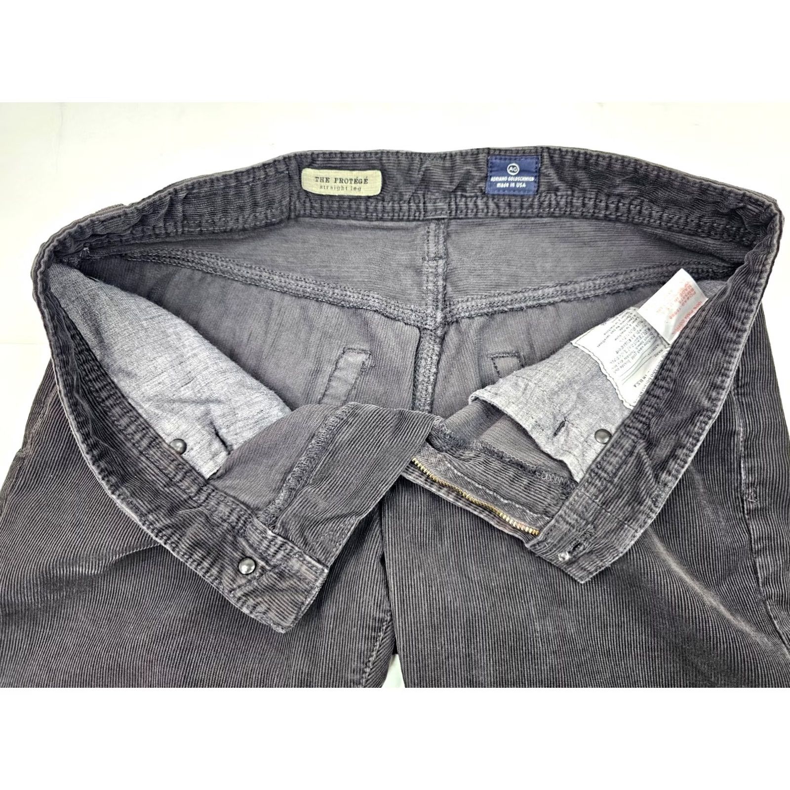 Vintage AG Adriano Goldschmied Protegé Corduroy Pants Men 32 x 29.5 Gray Pima Cotton Corduroy Chino Straight 5-Pocket AG The Protégé Mens Size US 32 / EU 48 - 7 Thumbnail