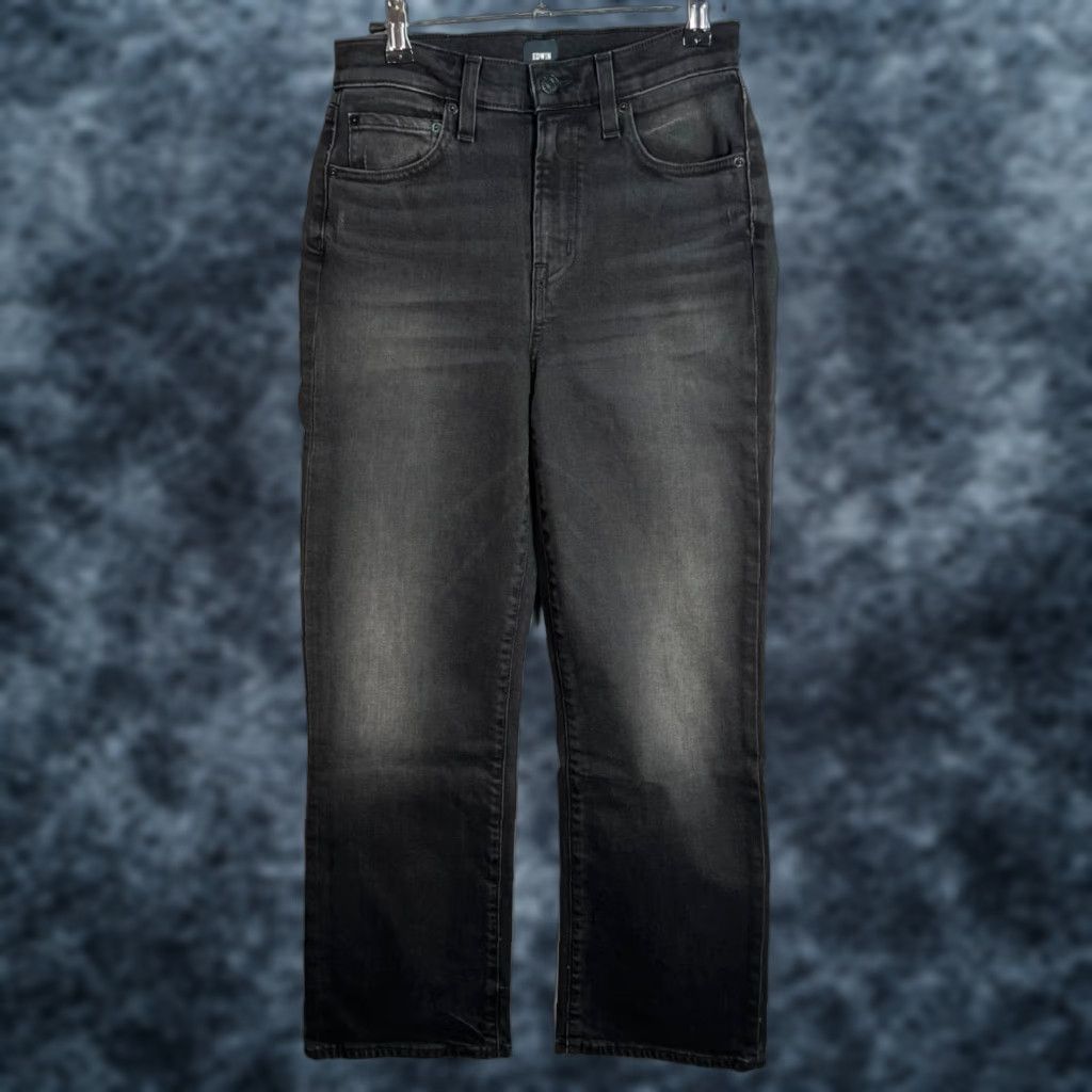 Edwin Edwin Womens 25 Black High-Waisted Straight-Leg Jeans Denim Size 42" / US 20 - 1 Thumbnail