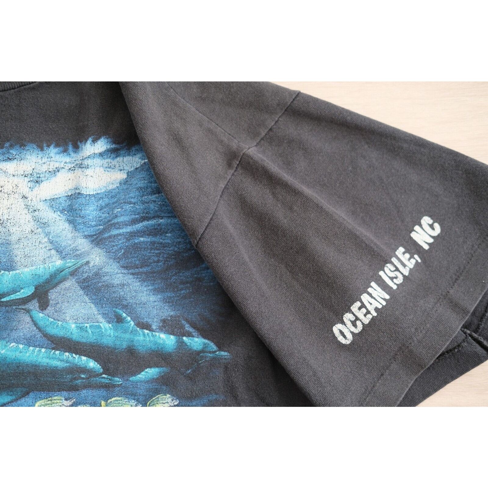 Anvil Vintage 90s Anvil Dolphins Fish Coral Seaweed Shirt XL Black Size US L / EU 52-54 / 3 - 5 Thumbnail