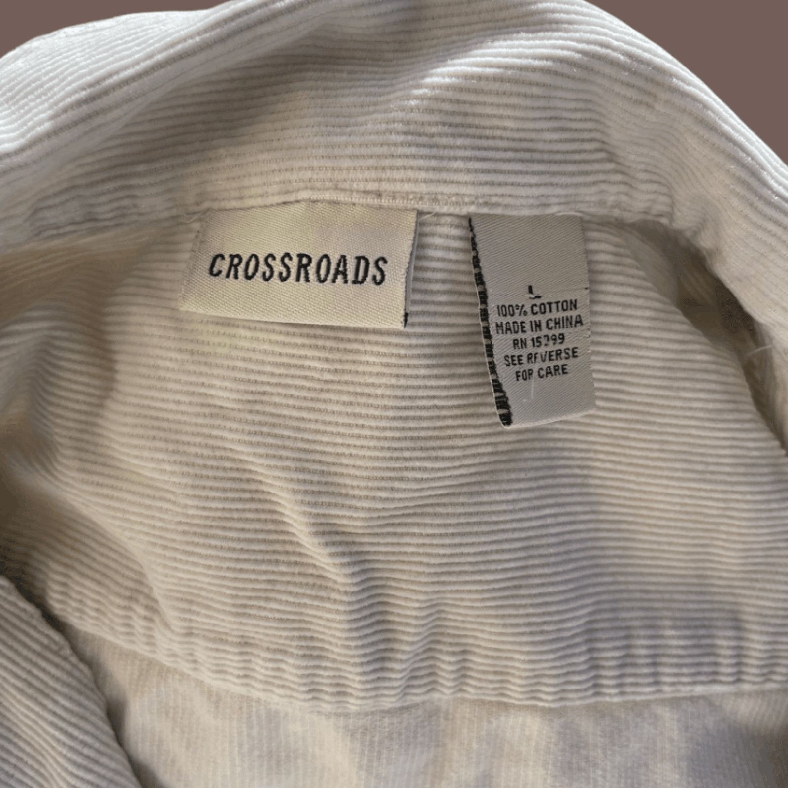Vintage VTG Corduroy Shacket | Crossroads White Zip | Indie 2000s Size L / US 10 / IT 46 - 3 Thumbnail