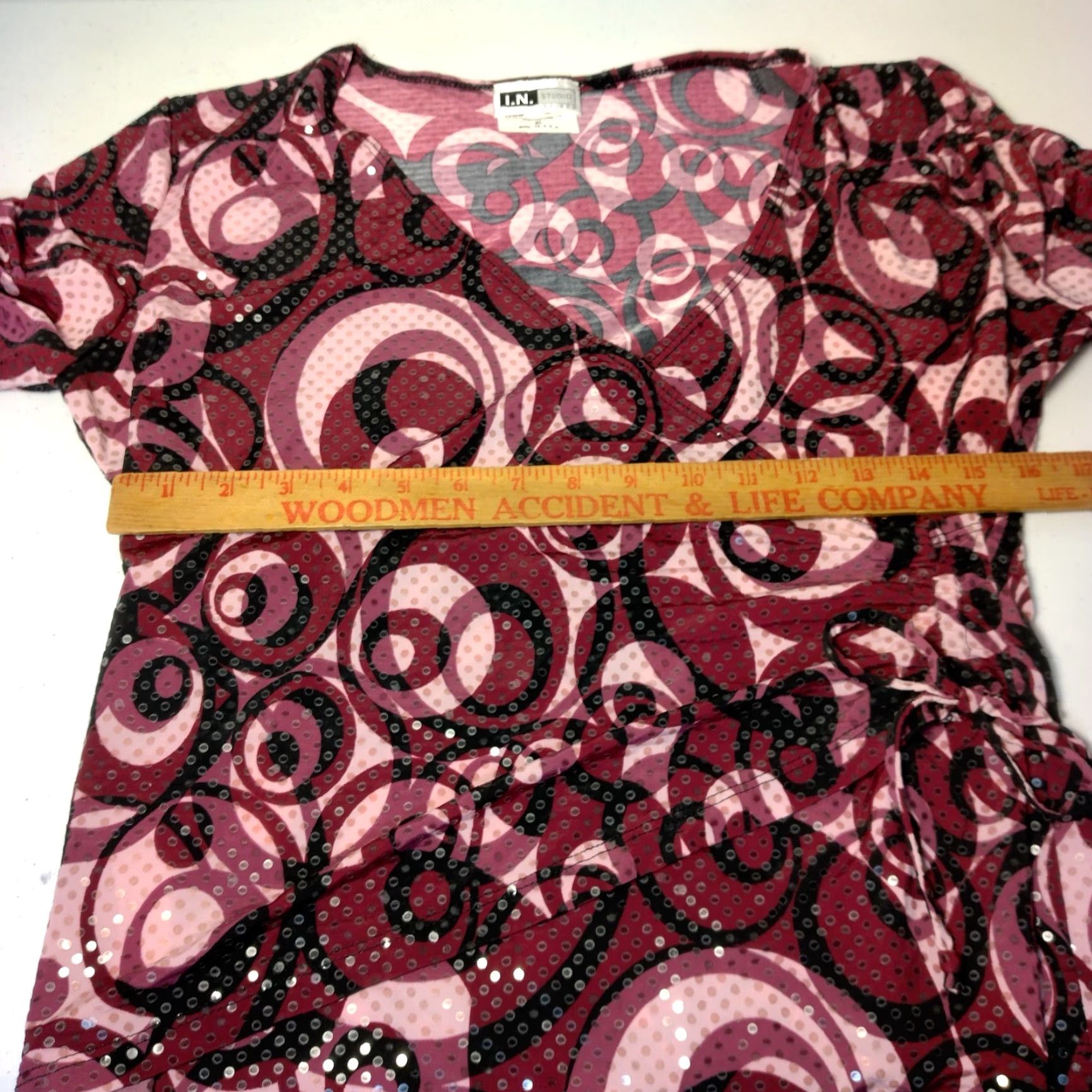 Vintage VINTAGE I.N. Studio Faux Wrap Shirt Womens XL Purple Sequin Swirl 3/4 Sleeve Y2K Vintage Theme Women Menoplace? Size XL / US 12-14 / IT 48-50 - 3 Thumbnail