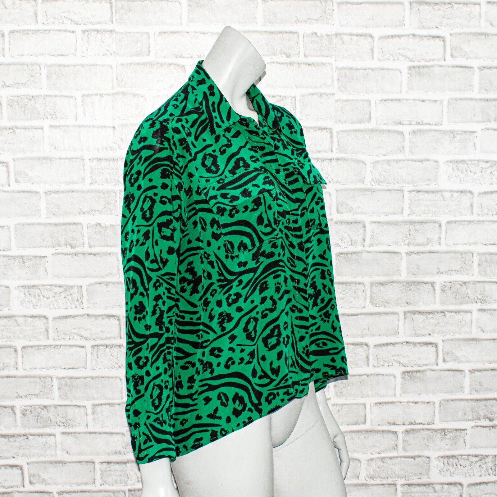 Amanda Uprichard AMANDA UPRICHARD 100% Silk Button up Shirt Green Black Size S / US 4 / IT 40 - 5 Thumbnail