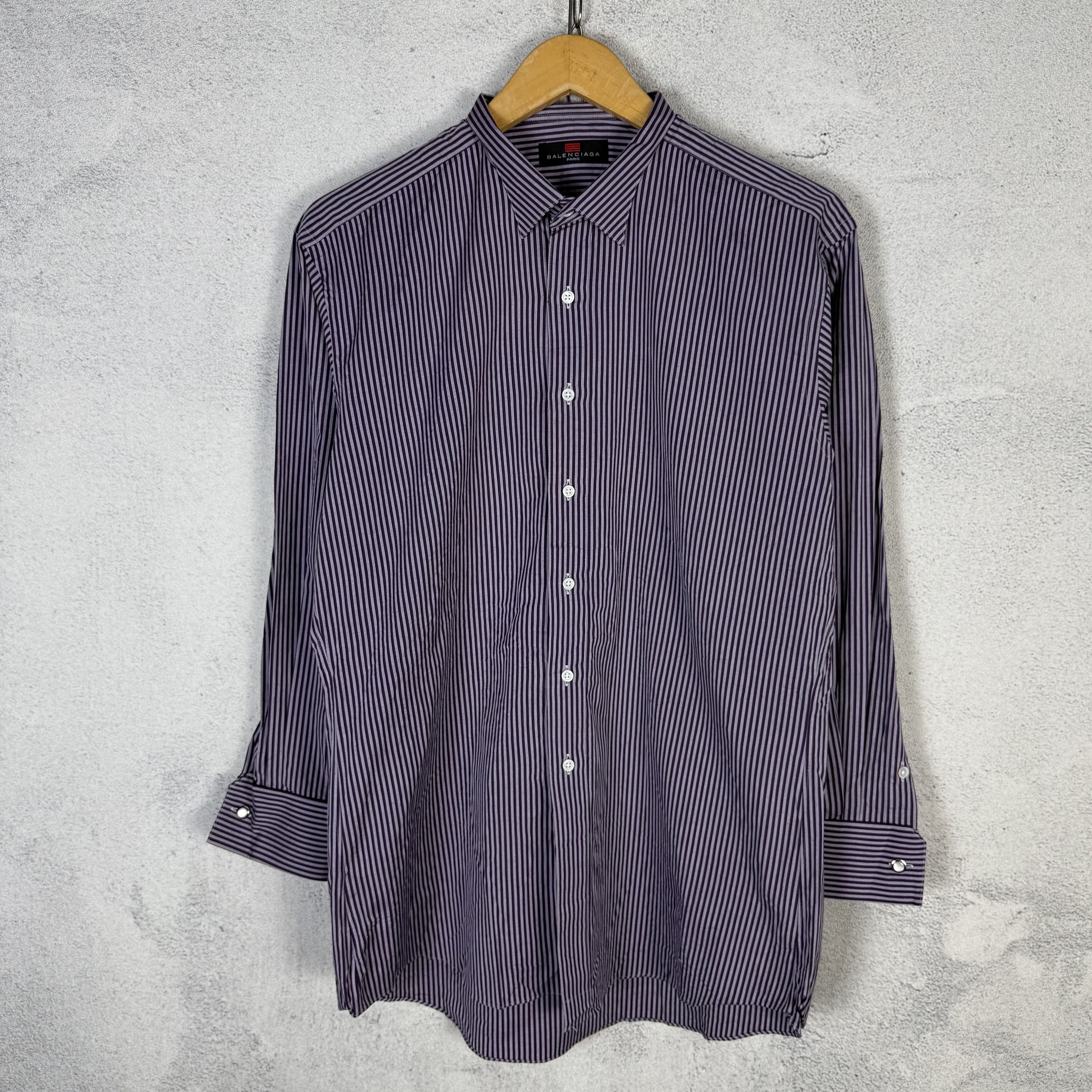 Balenciaga Vintage Balenciaga Striped Shirt Size US M / EU 48-50 / 2 - 1 Thumbnail