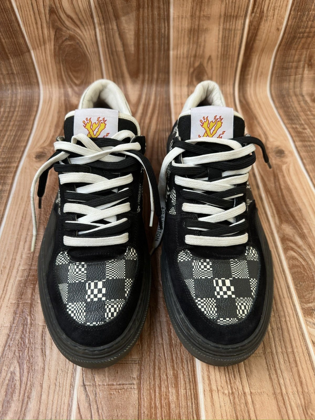 Louis Vuitton LV Ollie Black Plaid Monogram Sneakers Size US 10 / EU 43 - 4 Thumbnail