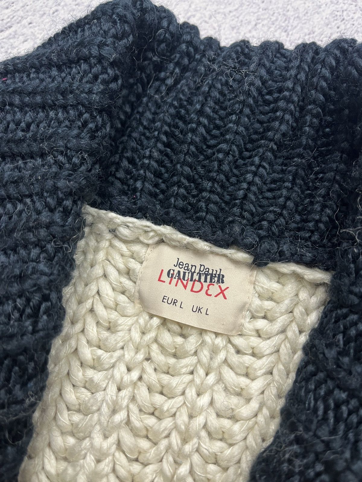 Jean Paul Gaultier Women's Jean Paul Gaultier Lindex Wool Black White Cardigan Size L / US 10 / IT 46 - 6 Thumbnail