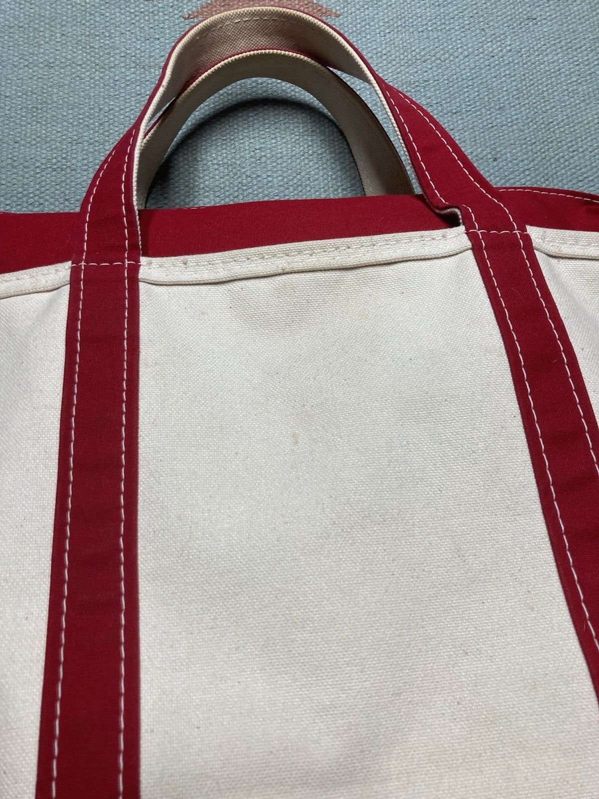 Vintage LL bean boat and tote canvas hand bag red zip USA large 16” Size ONE SIZE - 10 Thumbnail
