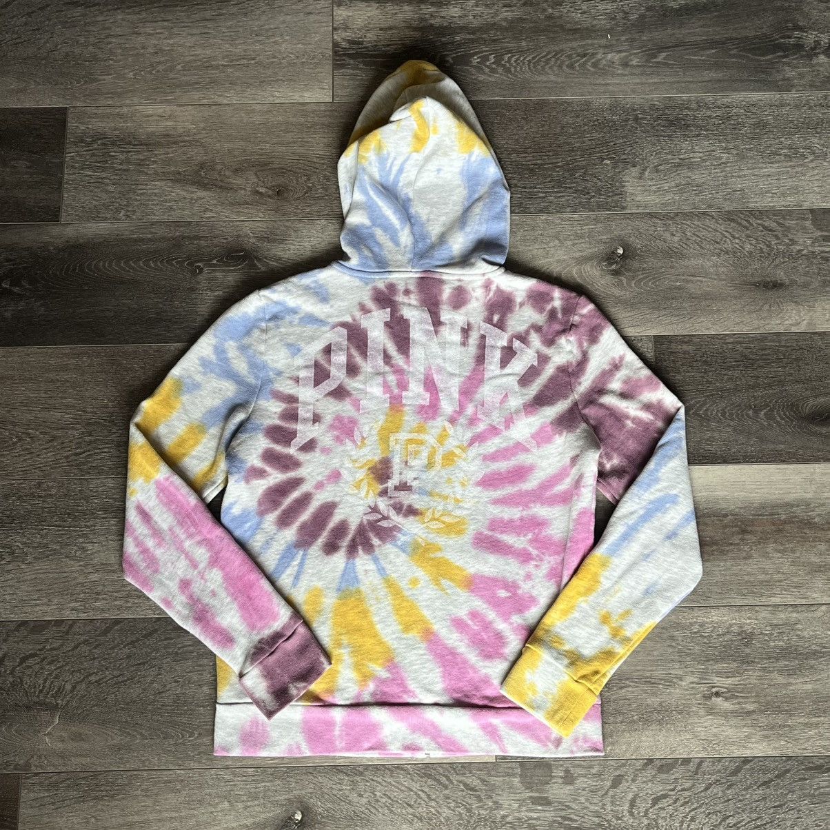 Pink Vintage 2000s Pink Victoria’s Secret Tie Dye Zip Up Hoodie Size S / US 4 / IT 40 - 1 Thumbnail
