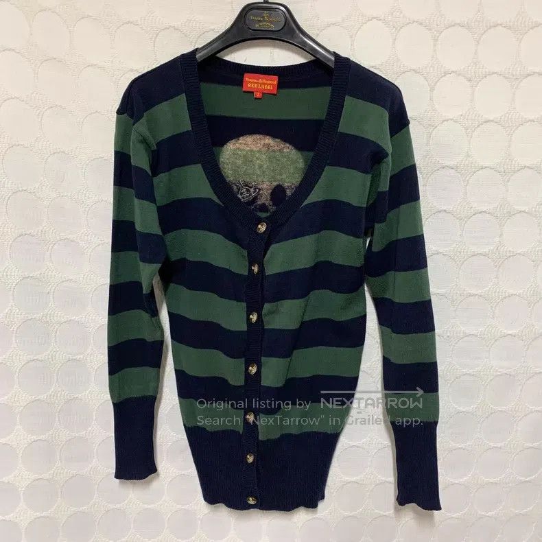 Vivienne Westwood Vivienne Westwood Skull and Saturn Green Striped Cardigan Size M / US 6-8 / IT 42-44 - 3 Thumbnail