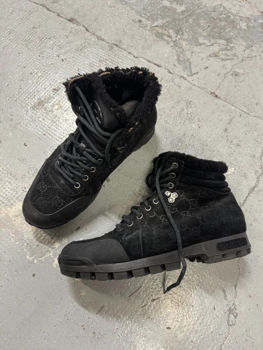 Gucci Gucci Nebraska Black Suede Fur Leather Boots Size US 7.5 / IT 37.5 - 10 Thumbnail