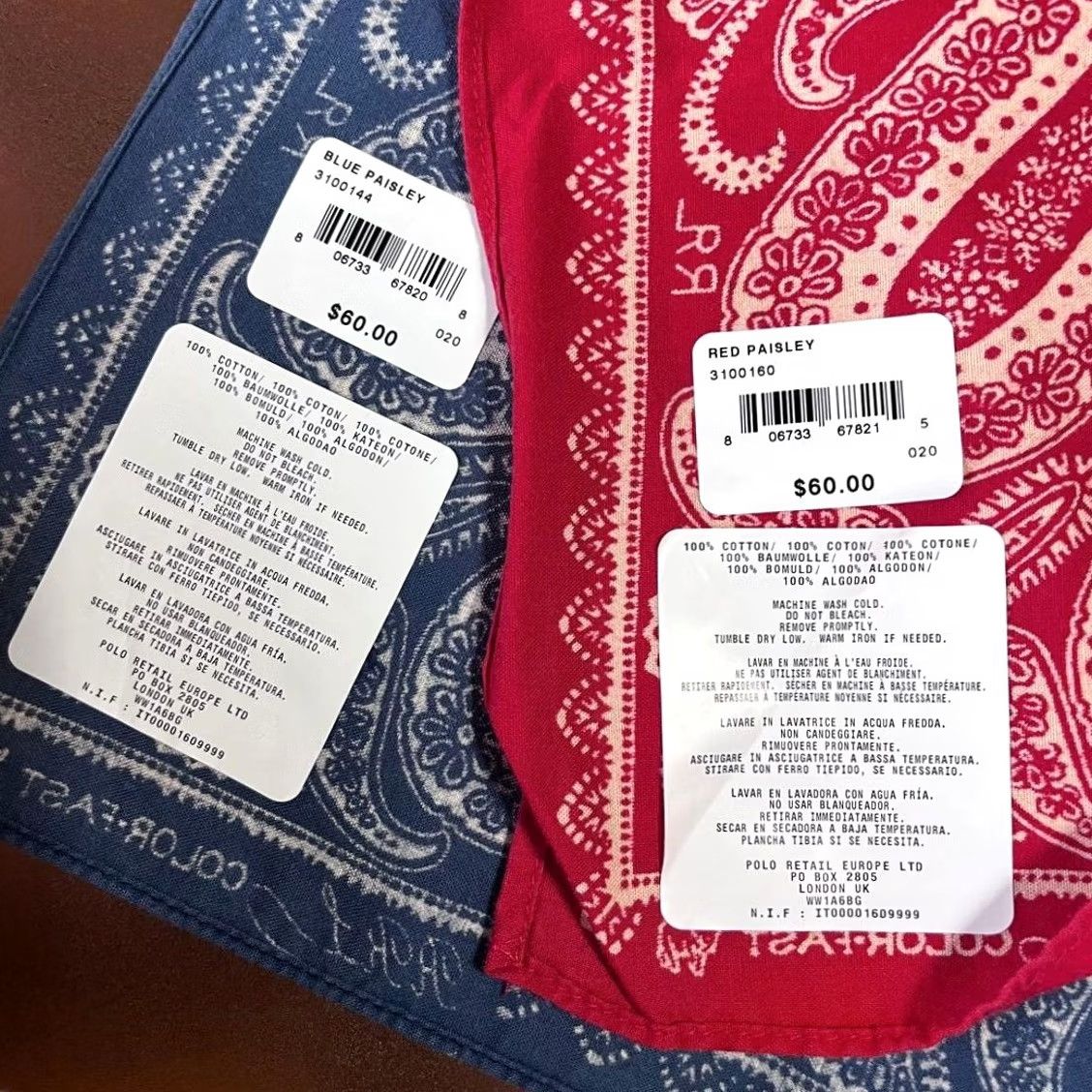 Ralph Lauren RRL RALPH LAUREN BANDANA SET 2PK BLUE RED HAT Size ONE SIZE - 8 Thumbnail
