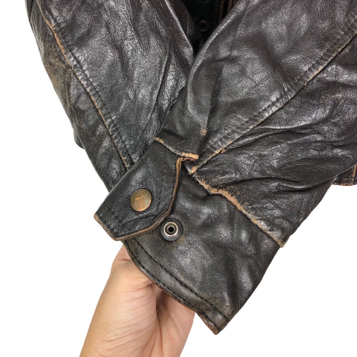 Genuine Leather 🔥90’s Vintage Genuine Leather Jacket Bootlegger Biker Wear Size US S / EU 44-46 / 1 - 12 Thumbnail