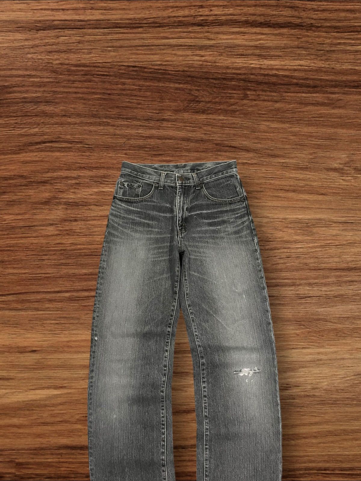 Japanese Brand ⚡️Distressed⚡️Vintage Japanese Brand GL Heart Black Faded Jean Size US 28 / EU 44 - 3 Thumbnail