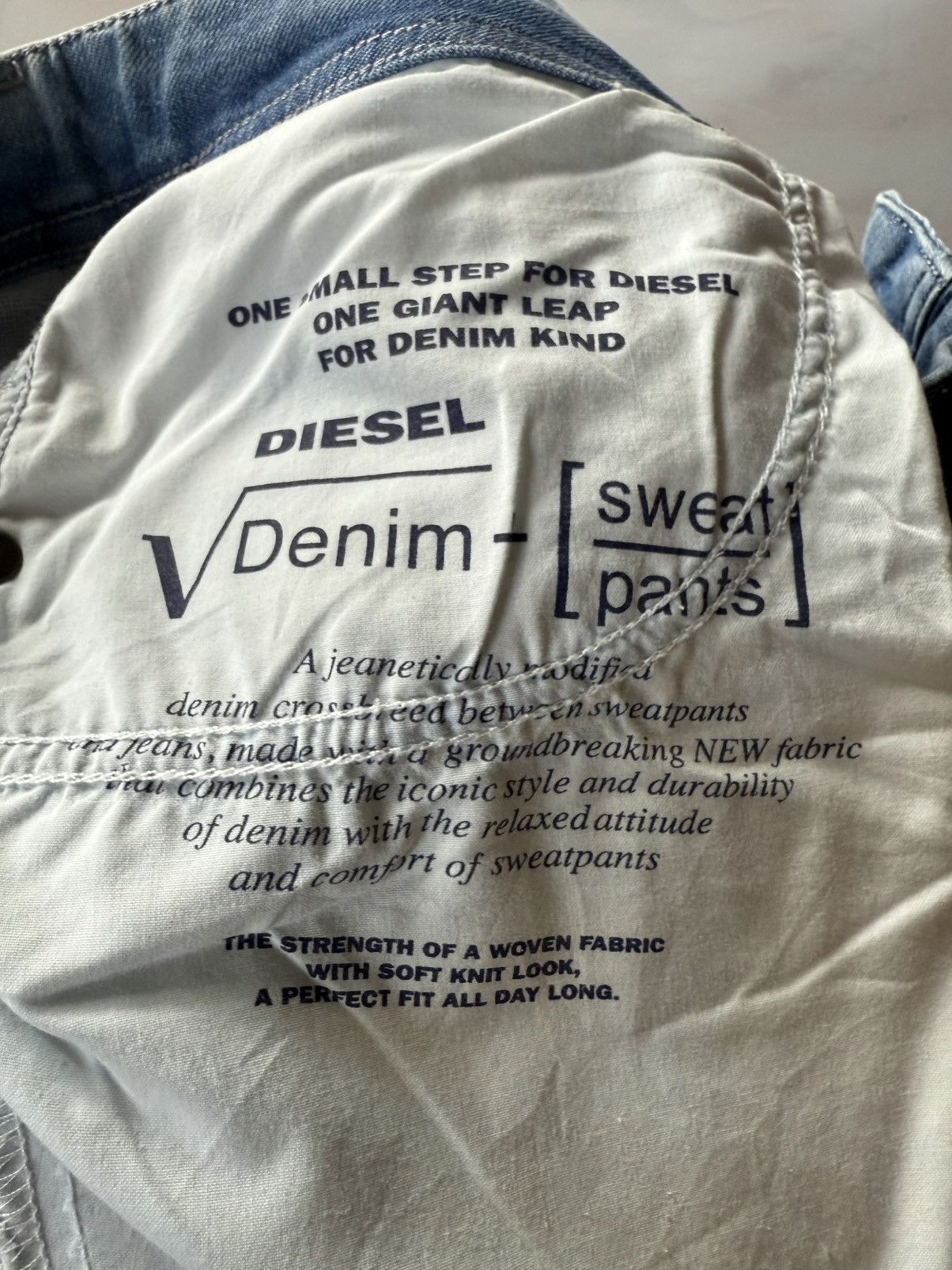 Diesel × Vintage 2000s Diesel Narrot Dr-Ne Denim Hybrid Sweatpants Size US 31 - 18 Thumbnail
