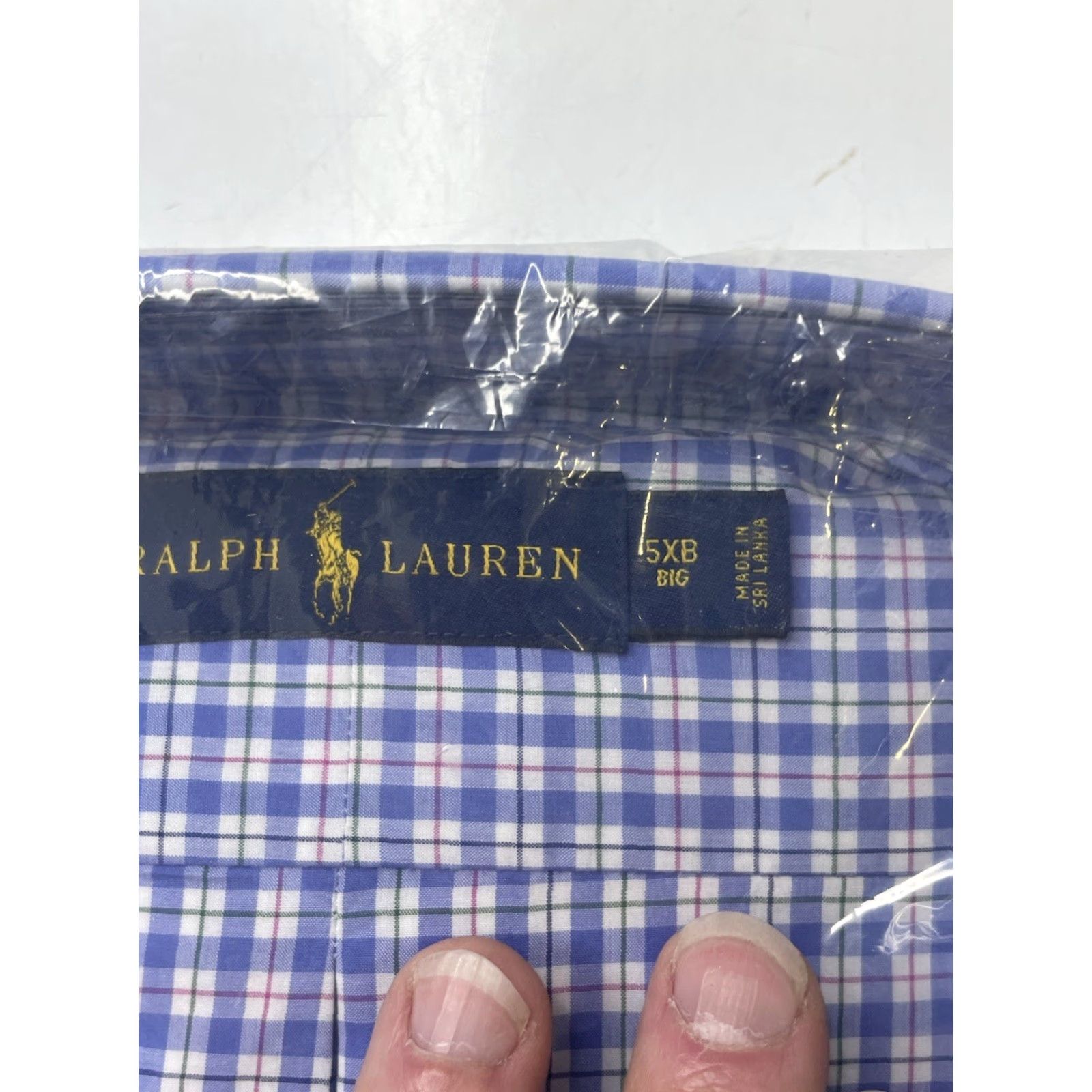 Polo Ralph Lauren NWT Polo Ralph Lauren Shirt Mens 5XB Plaid Long Sleeve Button-Down Cotton Blue Size US XXL / EU 58 / 5 - 2 Thumbnail