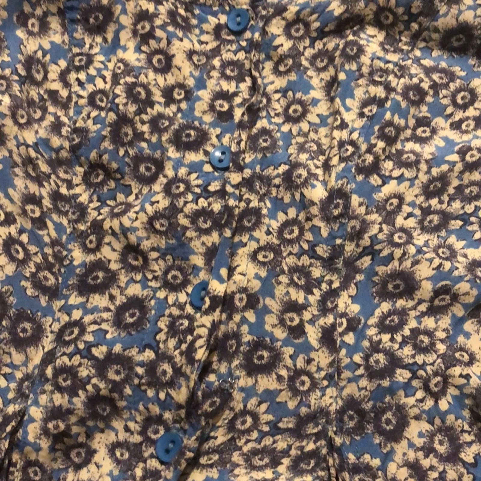 Free People Free People Blue Sunflower Print Lace Up Mini Dress Size XS / US 0-2 / IT 36-38 - 3 Thumbnail