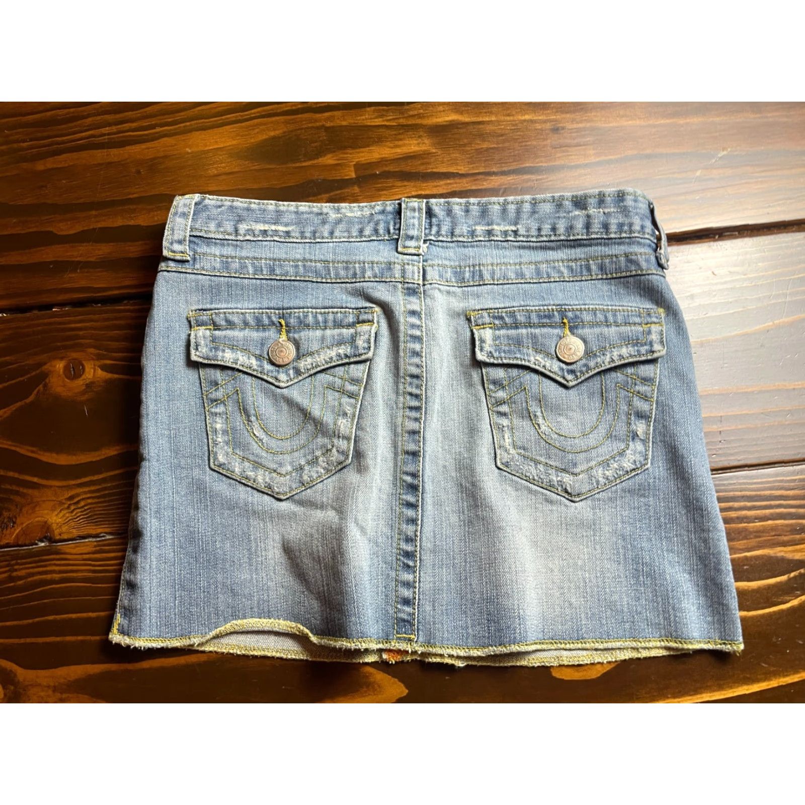 Vintage Someone Jeans Co. Skirt Women's Size 27 Blue Denim Mini Frayed Hem Size 27" / US 4 / IT 40 - 2 Thumbnail