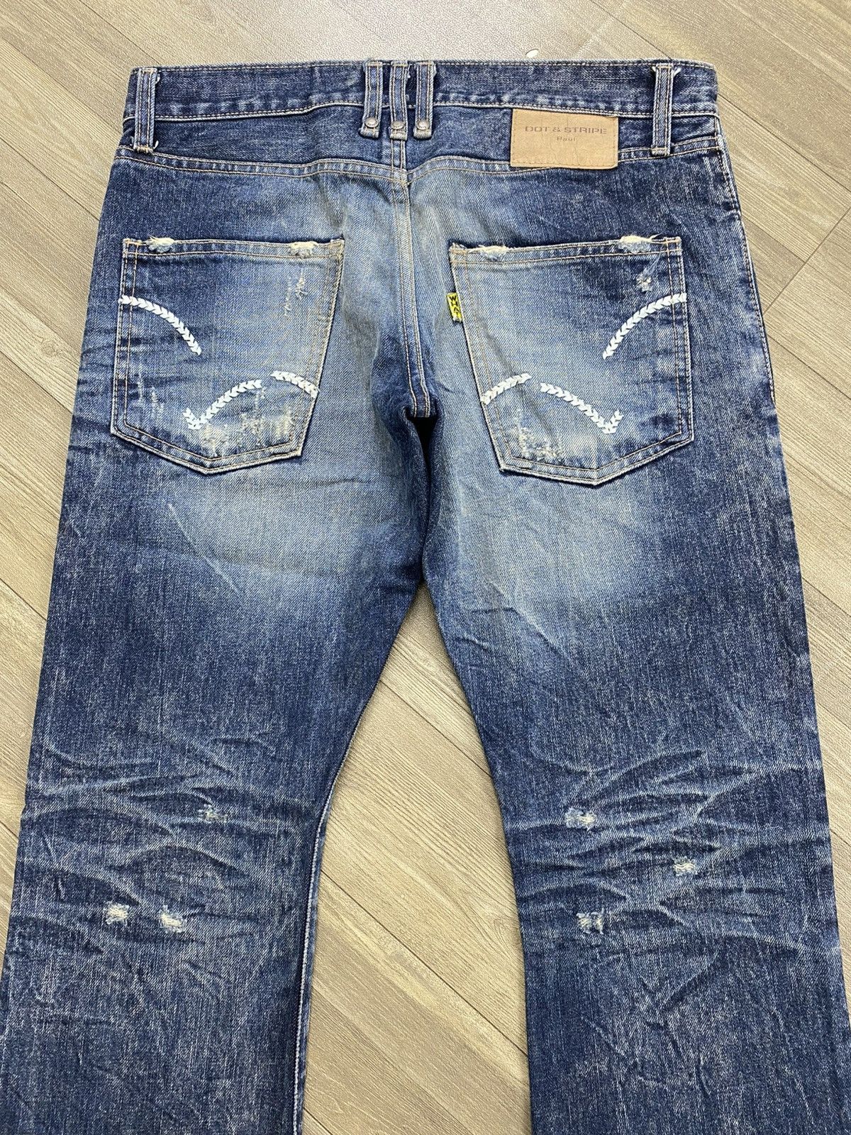 If Six Was Nine 2000s Dot & Stripe Distressed Punk Lgb Style Flared Jeans Size US 30 / EU 46 - 16 Thumbnail