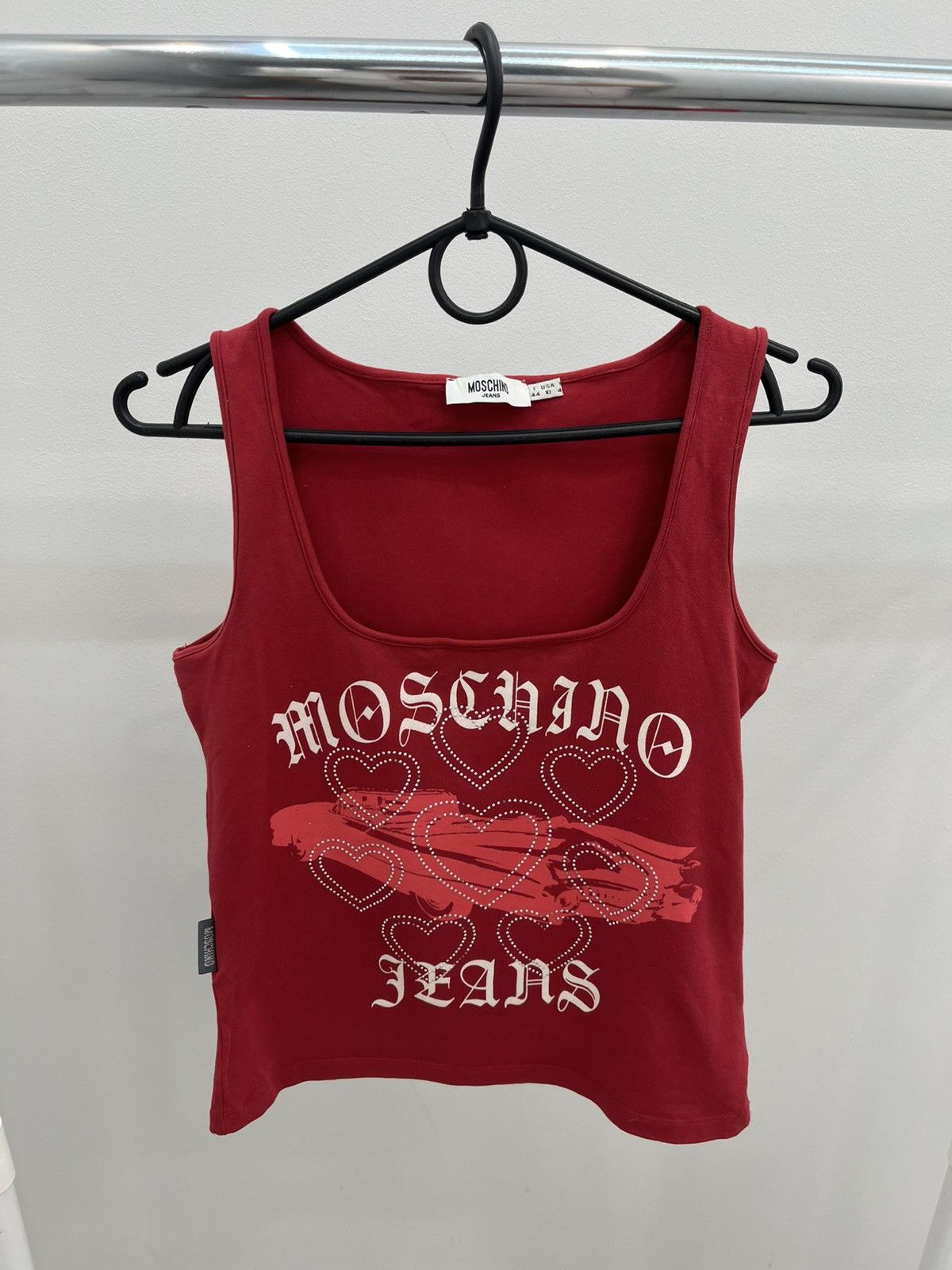 Moschino Vintage Moschino Y2K Crystals Heart Tank T-shirt Tee Size M / US 6-8 / IT 42-44 - 2 Thumbnail