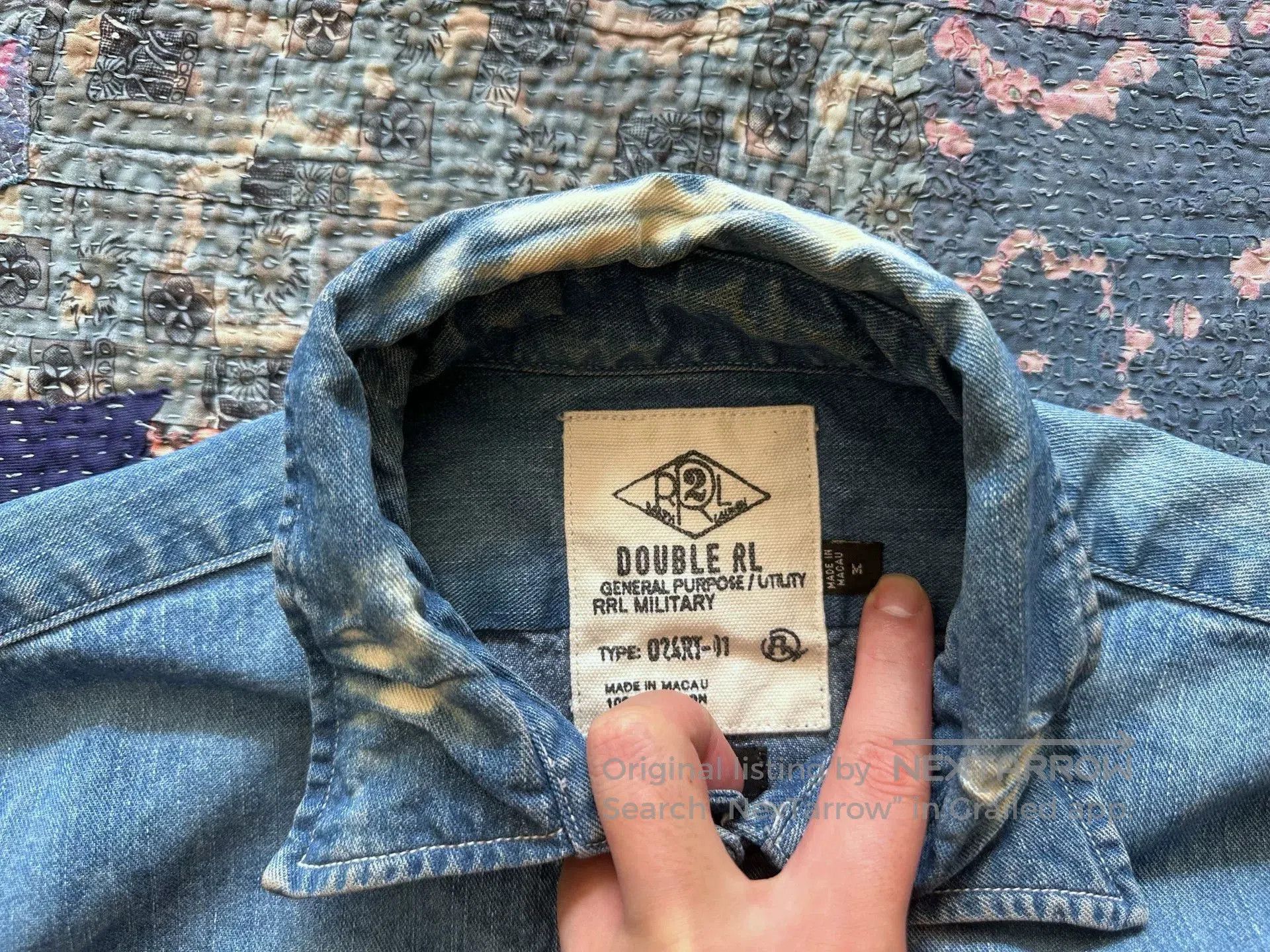 RRL Ralph Lauren rrl vintage denim shirt with distressed look. Size US M / EU 48-50 / 2 - 3 Thumbnail