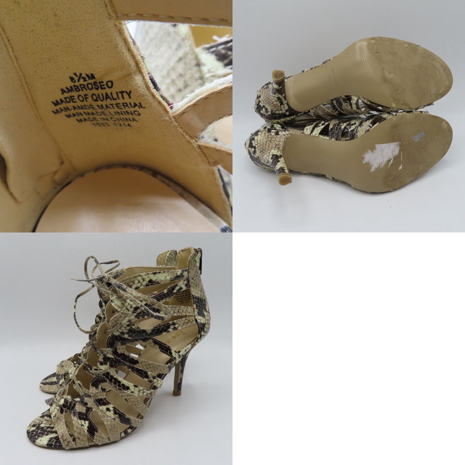 Nine West Nine West Women Heels Cage Cut Out Lace Up Ambroseo Snakeskin Print Stiletto Multicolor 8.5 M Party/Cocktail Size US 9 / IT 39 - 8 Thumbnail