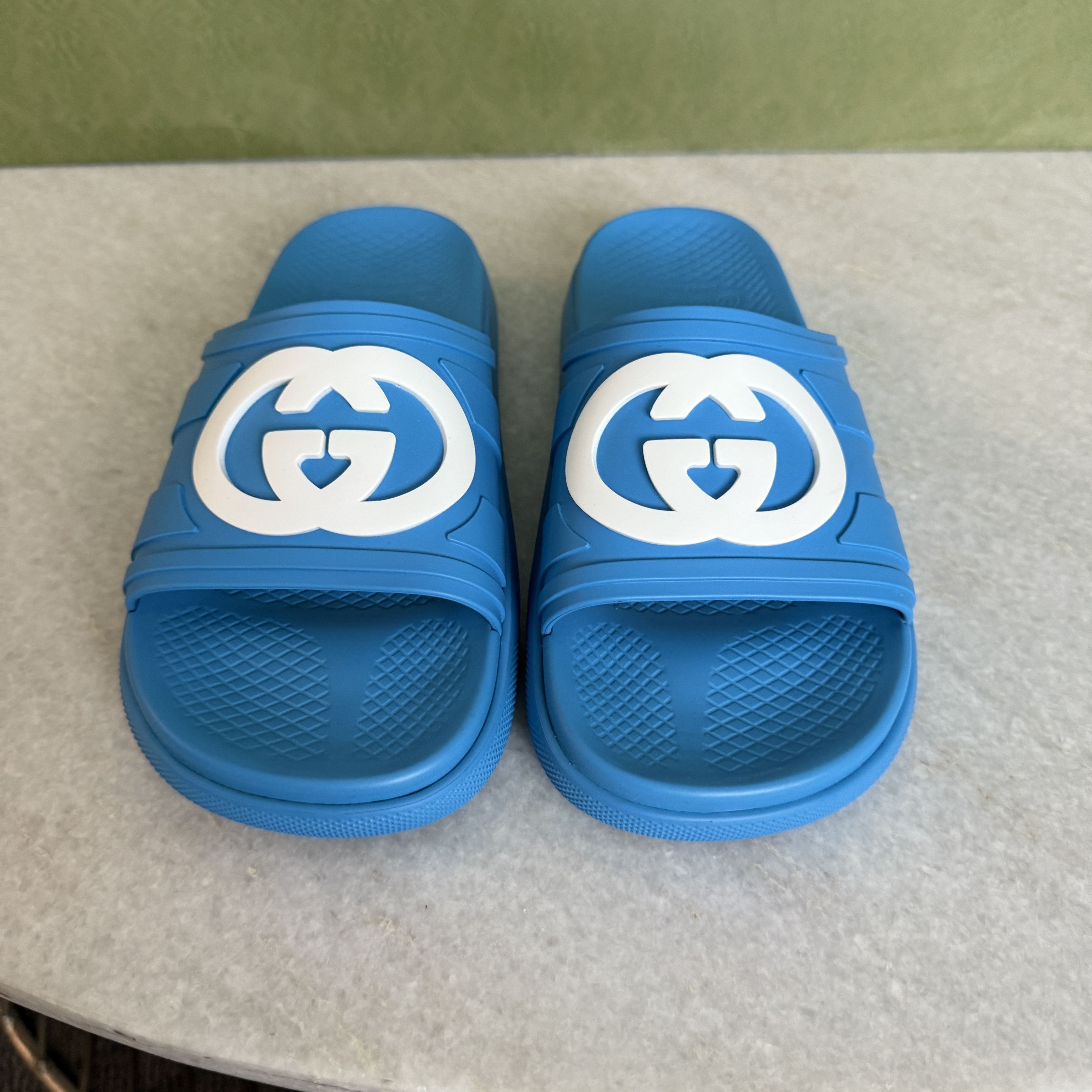 Gucci GUCCI 780296 Blue Rubber Men's GG Sandals, sz Gucci 7 Size US 7.5 / EU 40-41 - 4 Thumbnail
