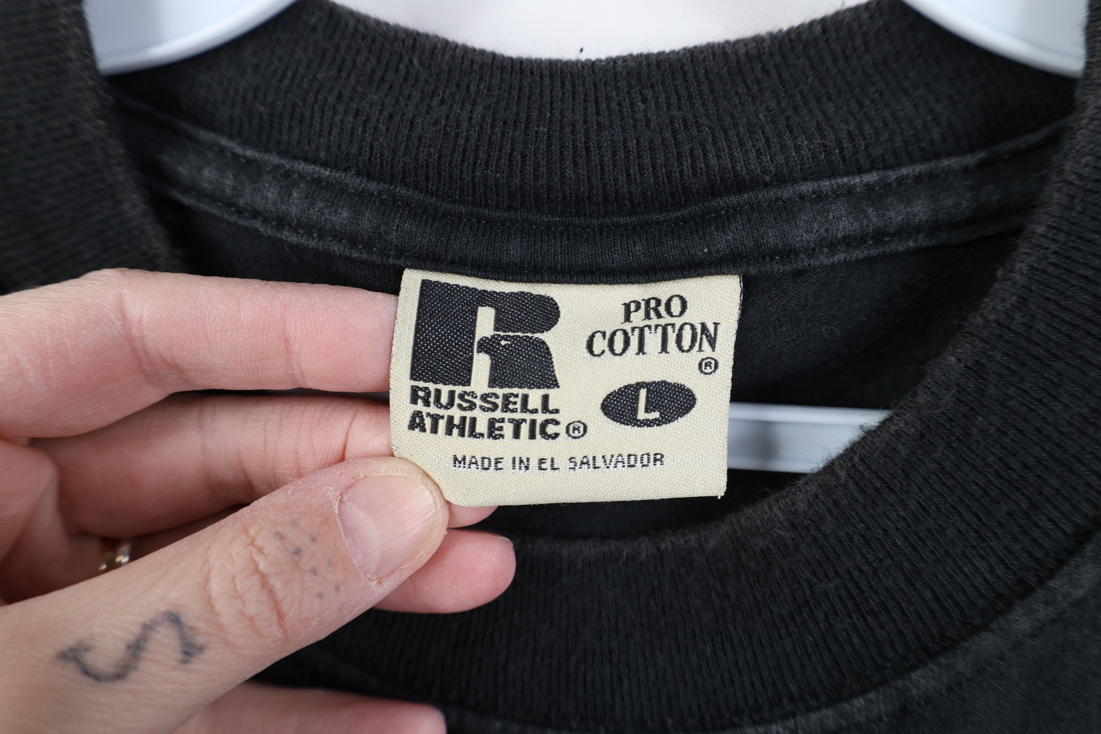 Russell Athletic Vintage 90s Y2K Russell Athletic Muscle T-Shirt Black Cotton Size US L / EU 52-54 / 3 - 6 Thumbnail