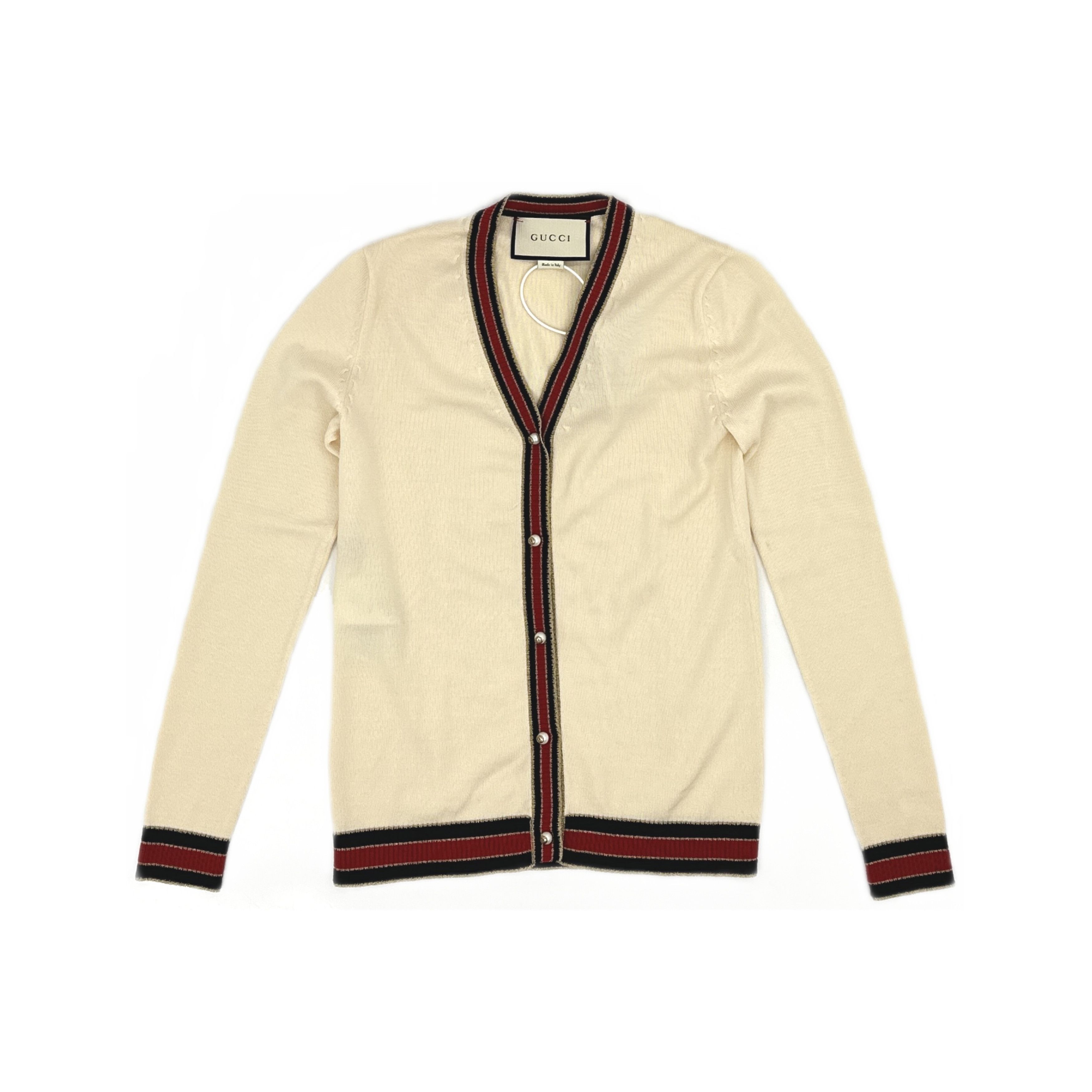Gucci Gucci Striped Trim Cardigan White Size XS Size XS / US 0-2 / IT 36-38 - 1 Thumbnail