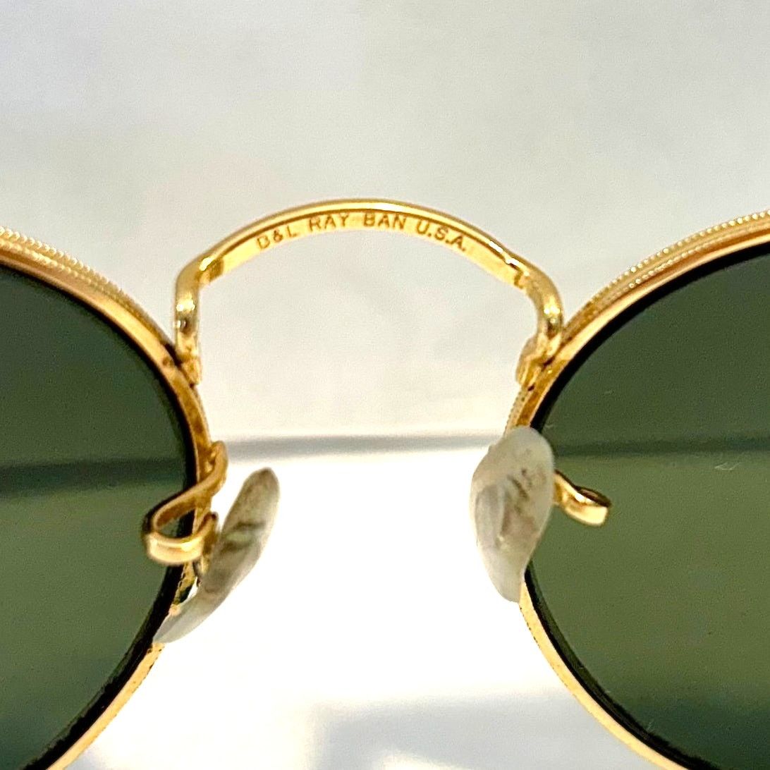RayBan B&L Ray-Ban VTG Gold Round Metal Sunglasses G-15 Green 50mm Size ONE SIZE - 4 Thumbnail