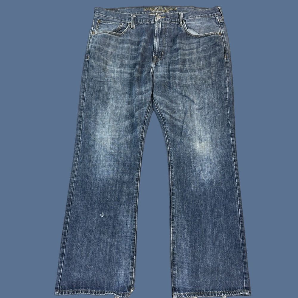 American Eagle Outfitters American Eagle Jeans Mens 38x32 Dark Wash Bootcut Distressed 5-Pocket Denim Cotton Blue Jeans Mens Regular Bootcut USA | 40x31 Size US 38 / EU 54 - 1 Thumbnail