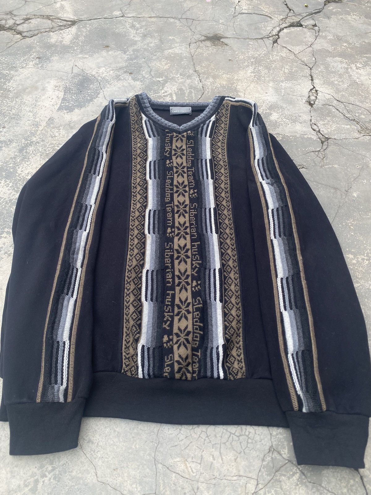 Coogi CARLO COLUCCI Siberian Husky Knit Sweatshirt Size US L / EU 52-54 / 3 - 2 Thumbnail