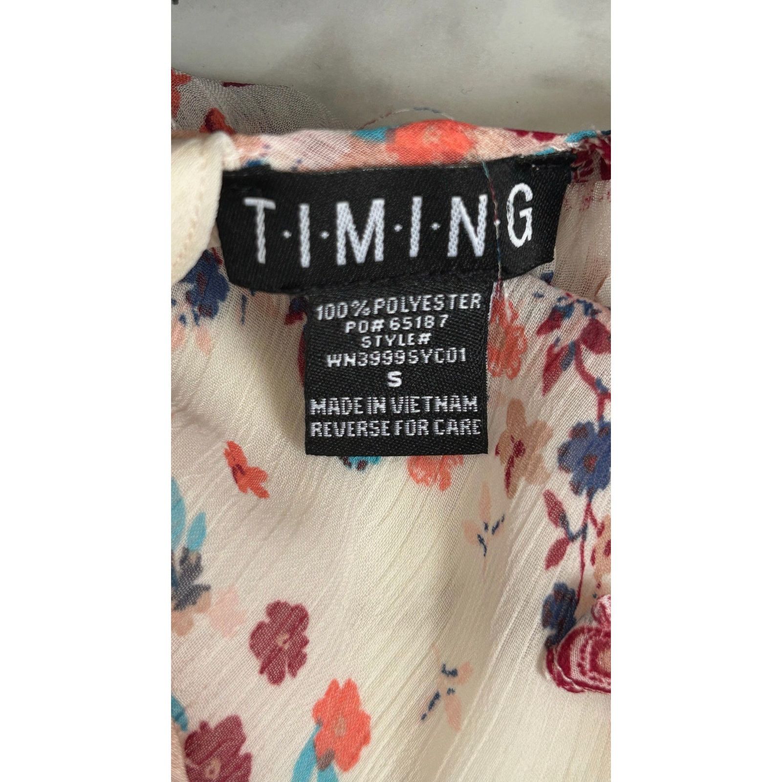 Other TIMING | Pastel Lightweight Floral Flowy Blouse | Small Size S / US 4 / IT 40 - 3 Thumbnail