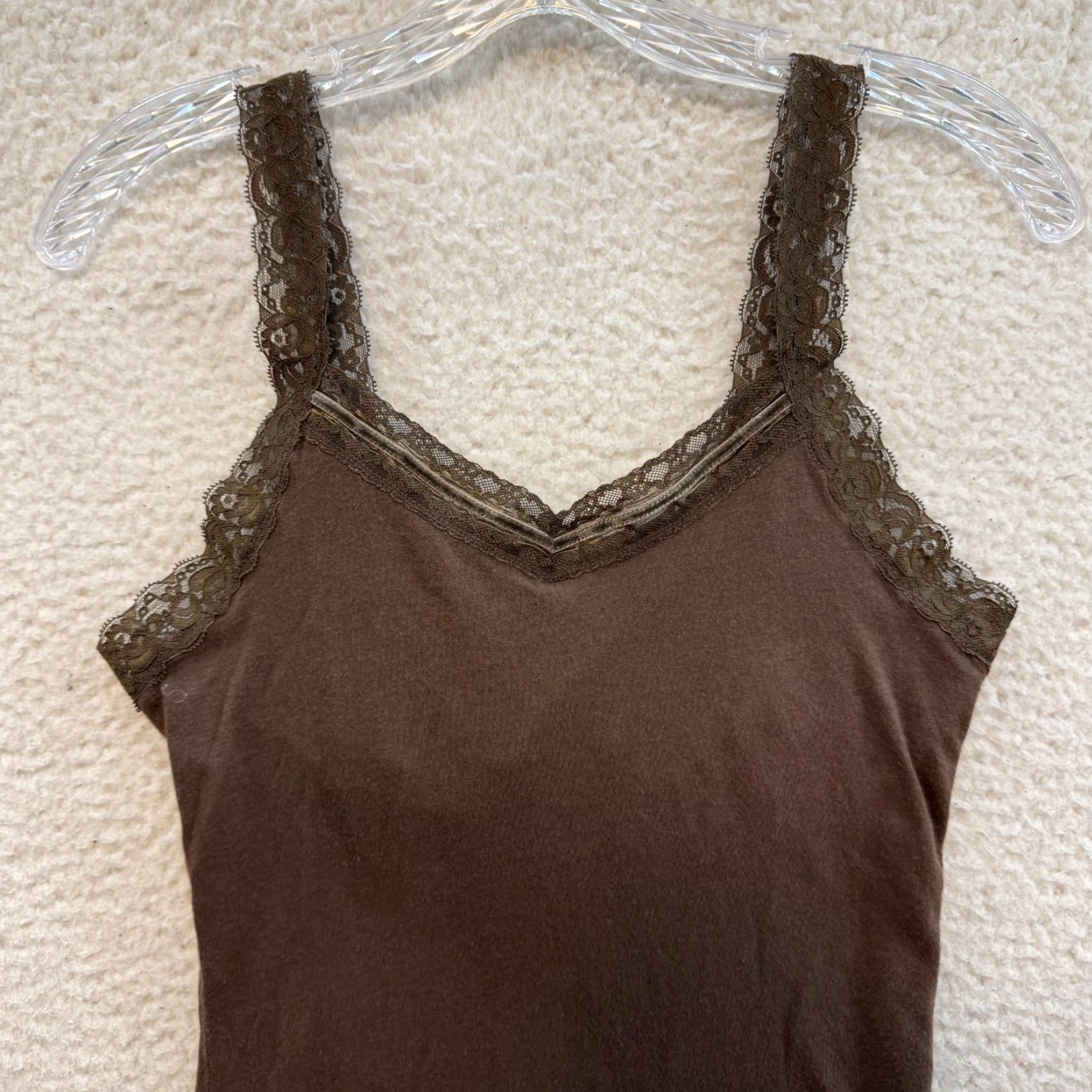 Mossimo VINTAGE Y2K Camisole Tank Top Shirt XS/S Brown Lace Boho Grunge Whimsigoth Mossimo Womens Mens? Size S / US 4 / IT 40 - 3 Thumbnail