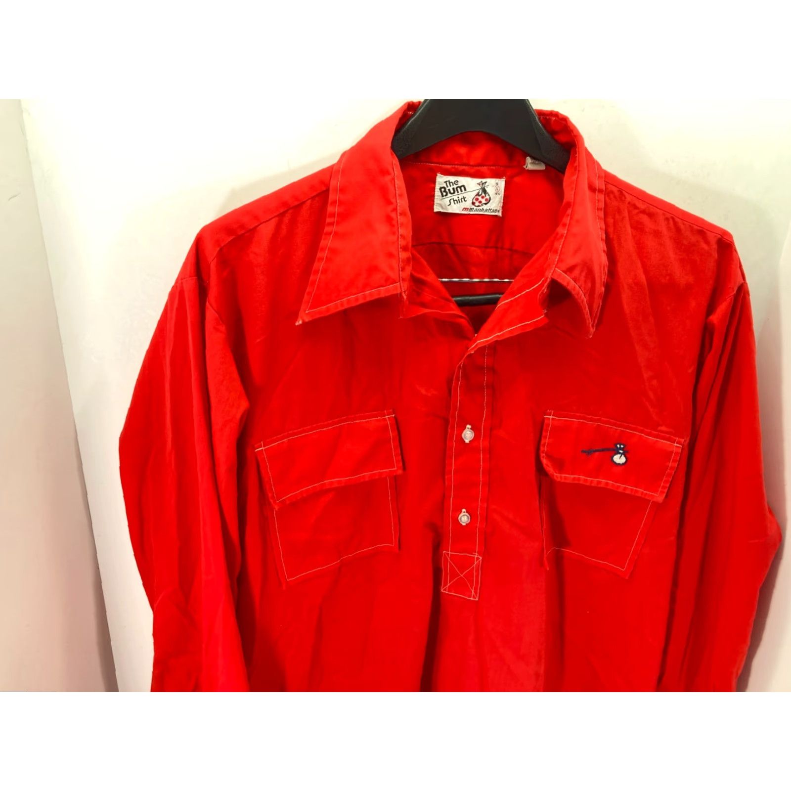 Vintage VINTAGE Bum Manhattan Pullover Shirt Mens L Red Button Long Sleeve 1970s Size US L / EU 52-54 / 3 - 4 Thumbnail