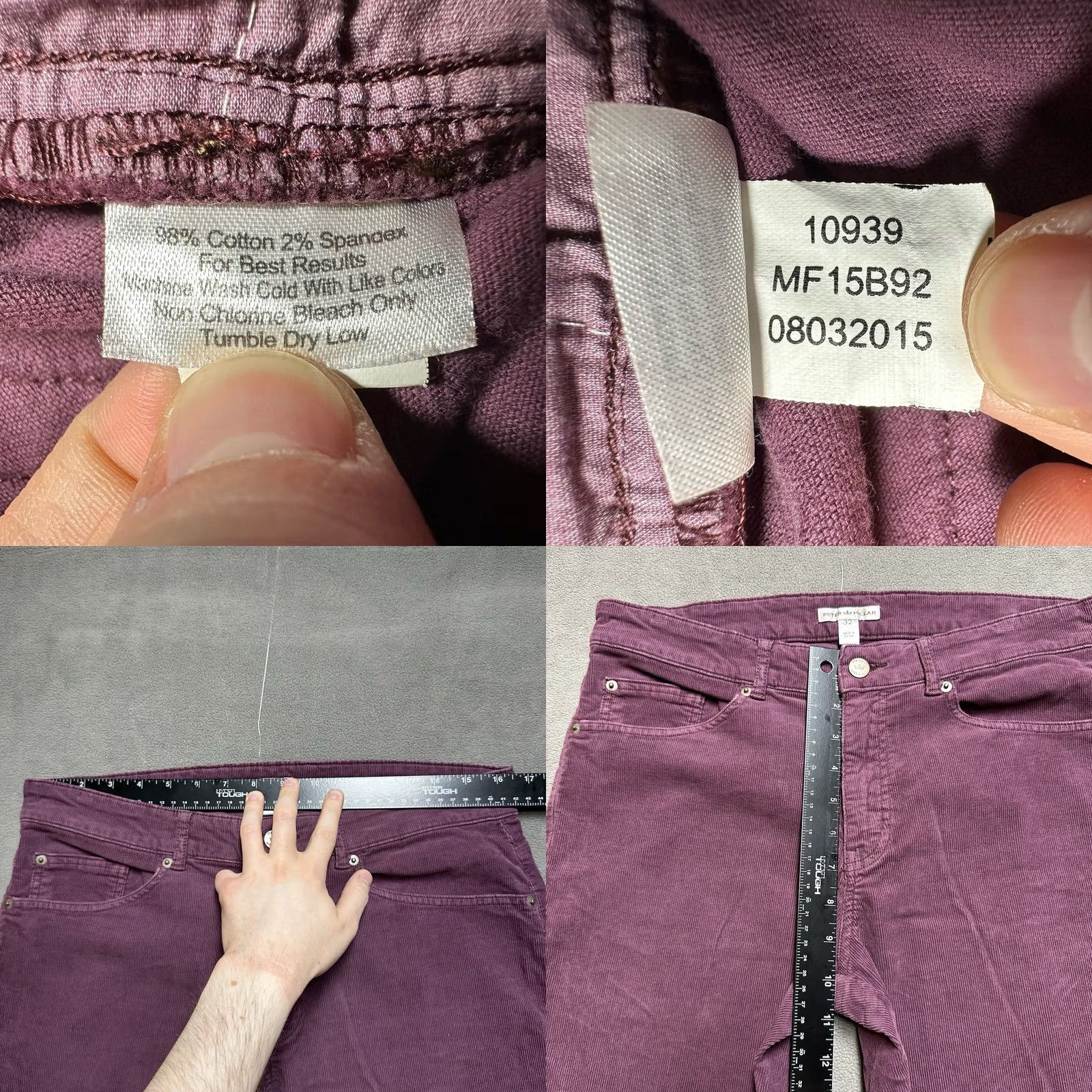 Peter Millar Peter Millar Pants Mens 32 Burgundy Red Corduroy 5-Pocket Straight Leg Casual Chino Cotton Draper Mens Size US 32 / EU 48 - 8 Thumbnail