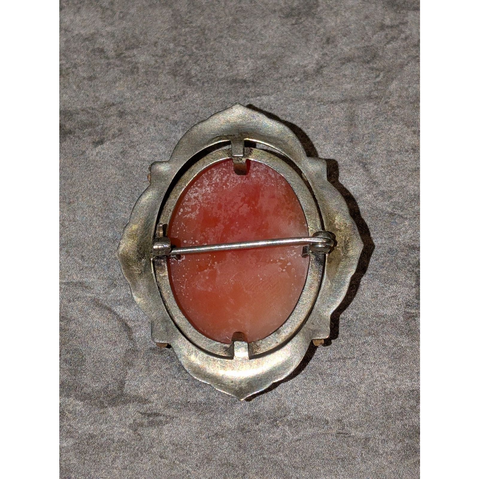 Vintage VTG 1990s Cameo Pin Brooch .925 Sterling Silver Floral Frame Size ONE SIZE - 3 Thumbnail