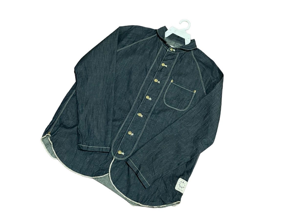Japanese Brand Japan Made Chairmade Denim Military Shawl Collar Shirts Size US L / EU 52-54 / 3 - 10 Thumbnail