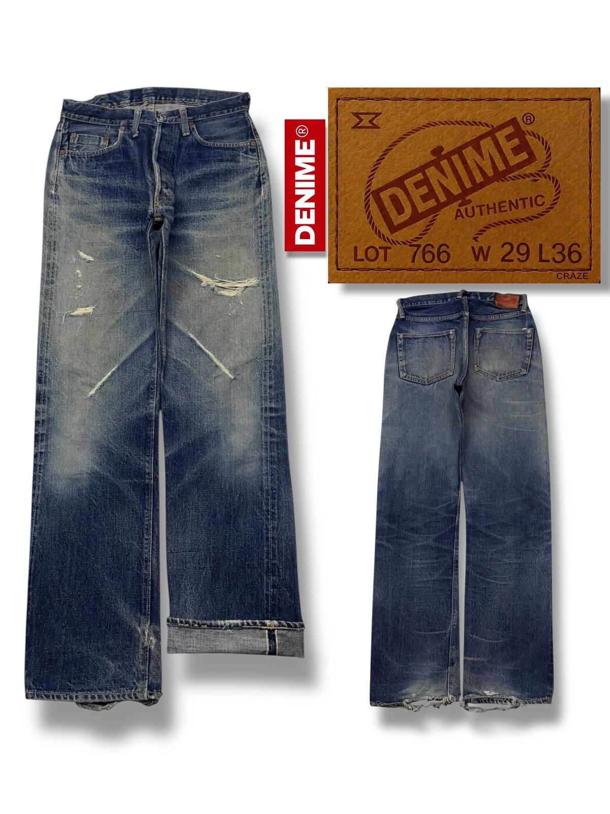 Denime Vintage 90s Denime Lot 66 Selvedge Denim Jeans Japan | W29 Size US 29 - 1 Thumbnail