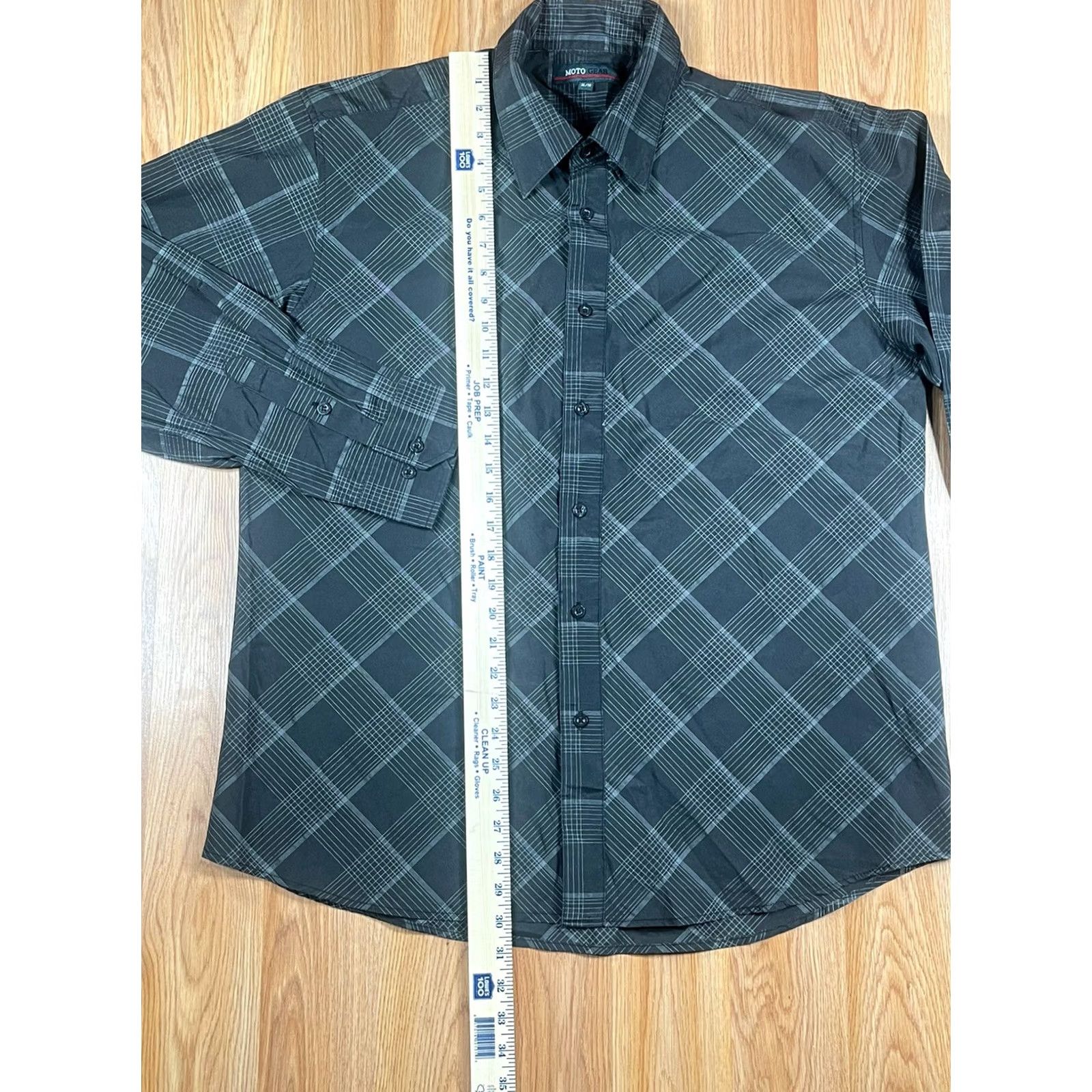 Vintage Moto Gear Black Gray Plaid Long Sleeve Button Front Casual Dress Shirt Mens XL Size US XL / EU 56 / 4 - 3 Thumbnail