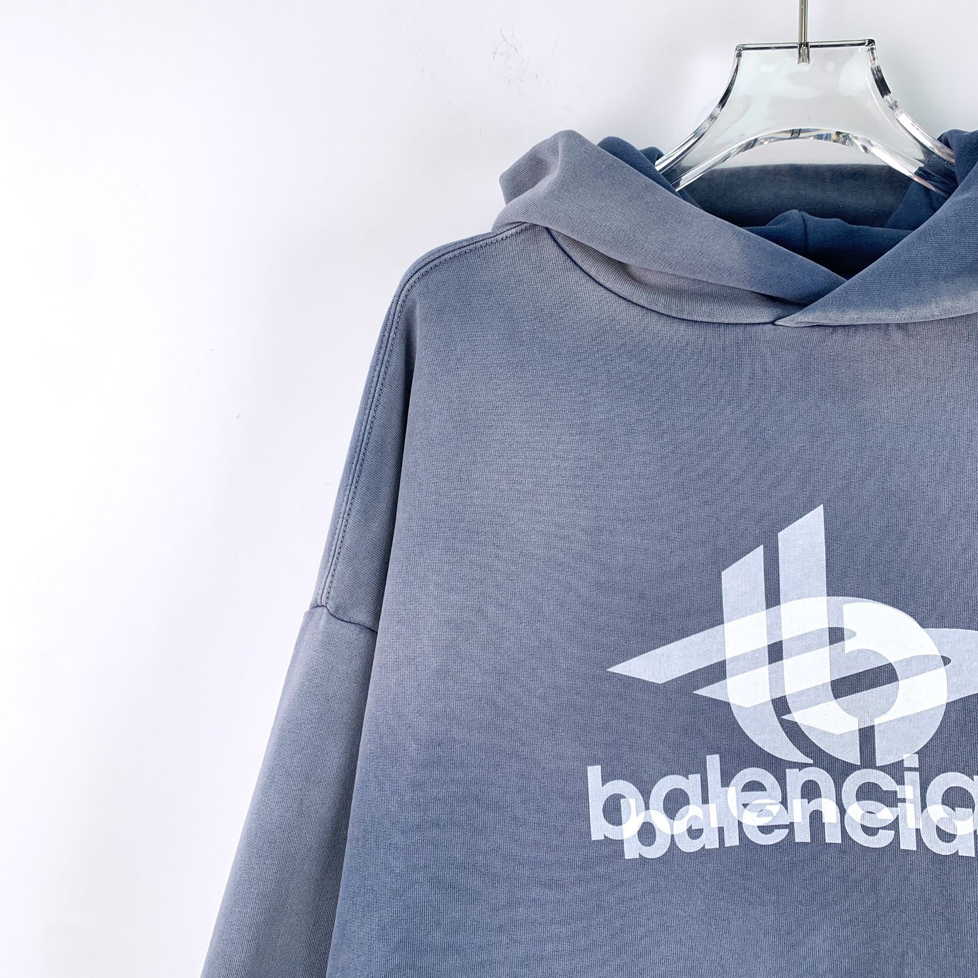 Balenciaga Balenciaga Haze Blue Phantom Overlapping Logo Unisex Hoodie Size US M / EU 48-50 / 2 - 7 Thumbnail
